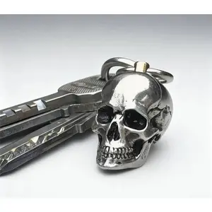 Gothic Skull Scrunchie Keychain with Retractable Car Lanyard