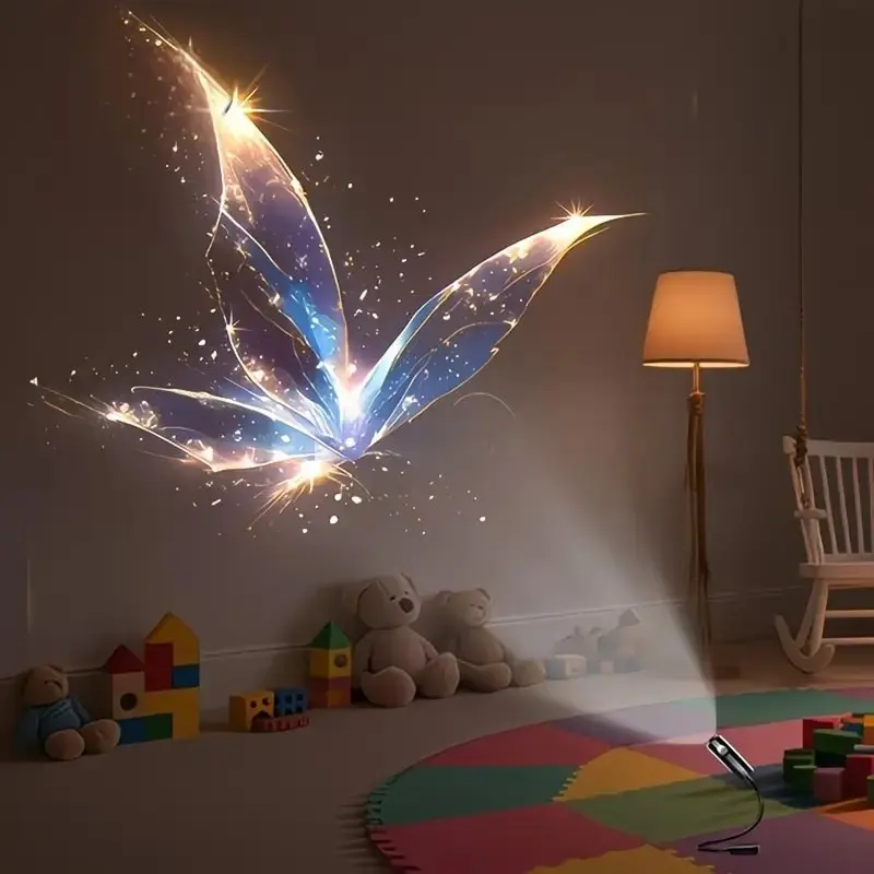 Dreamy Butterfly Starry Night Light, Moon Lamp Bedroom Creative LED Nightlight, Logo Aurora Starry Projection Lamp, Ambient Lighting Decor
