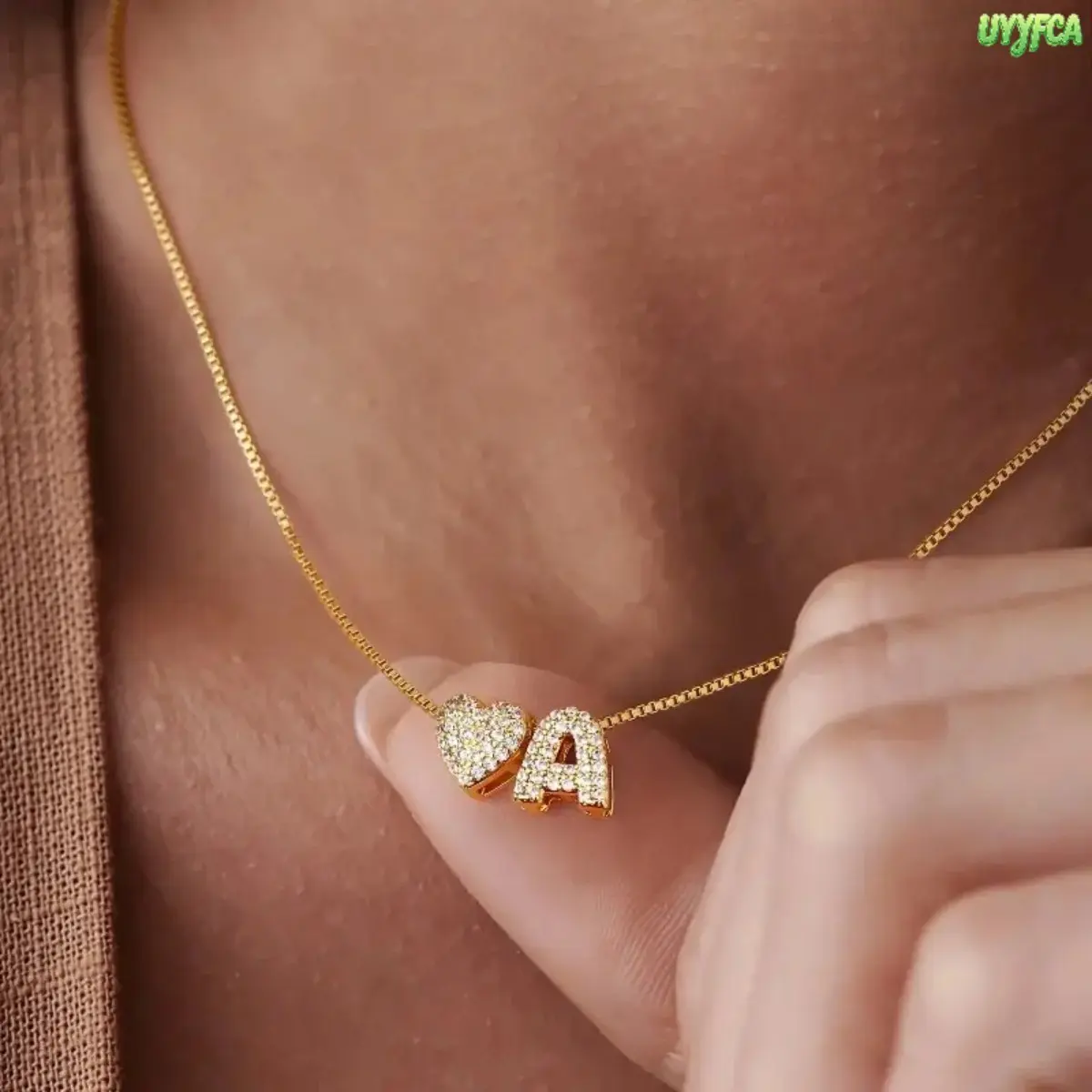 Women's Dainty Heart Initial Necklace - A-Z Tiny Letters Personalized Pendant, Hypoallergenic Lead-Nickel Free Thin Cable, Minimalist Custom Name Choker Jewelry, All Seasons Gift Ideas For Her (Birthday, Valentine’s Day), Stackable, Charming Detail, Polye