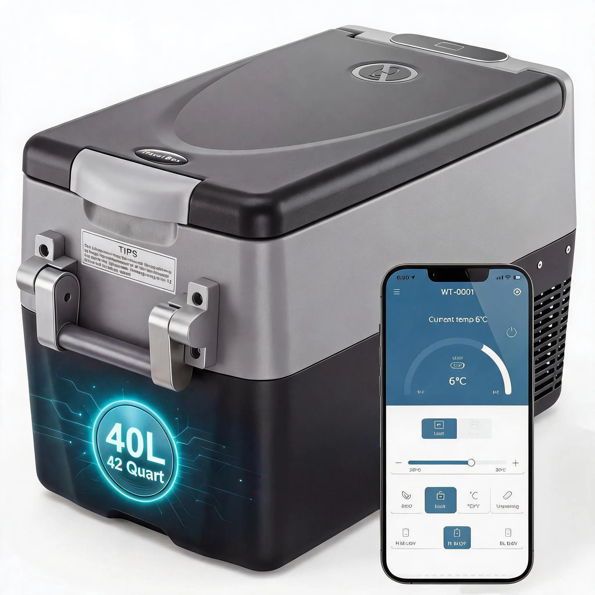 12V Portable Dual Zone Car Refrigerator Compressor Cooler Freezer, Smart App & LCD Control Fast Cooling to -4℉, 40dB Low Noise Energy Saving Fridge with Battery Protection for RV Truck Camping Road Trip