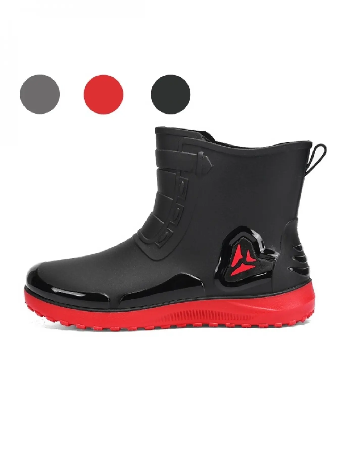 Men's Easy Pull-on Ankle Rain Boots with Rear Tab, Thick Anti-slip Outsole Water Shoes for Garden Watering & Sanitation Field Work Outdoor Boots Non Slip Boots