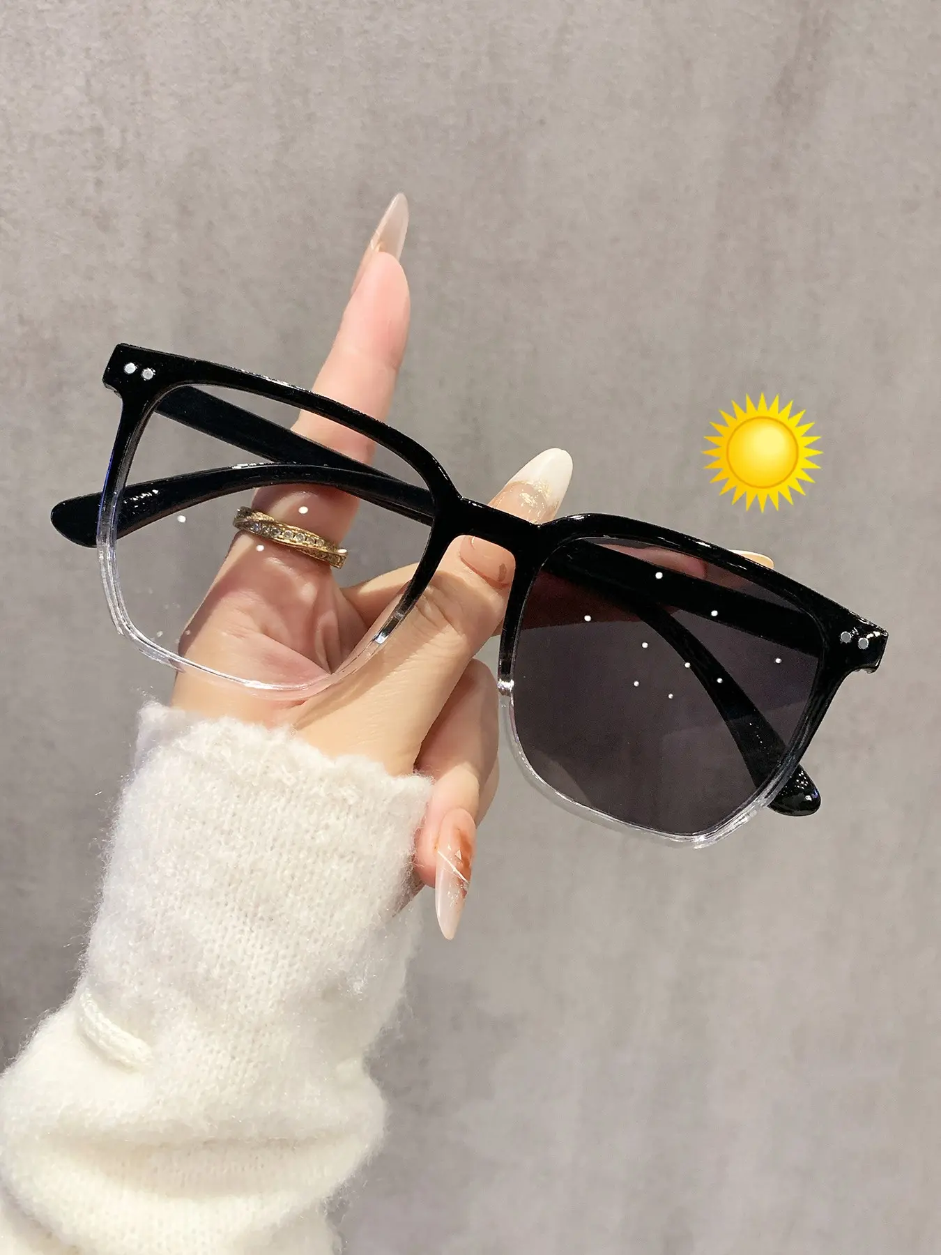 Summer Color-Changing Fashion Transparent Lens Glasses, Classic Design, Lightweight Protective Lenses, Unisex Multifunctional Eyewear, Square Lightweight Eyewear