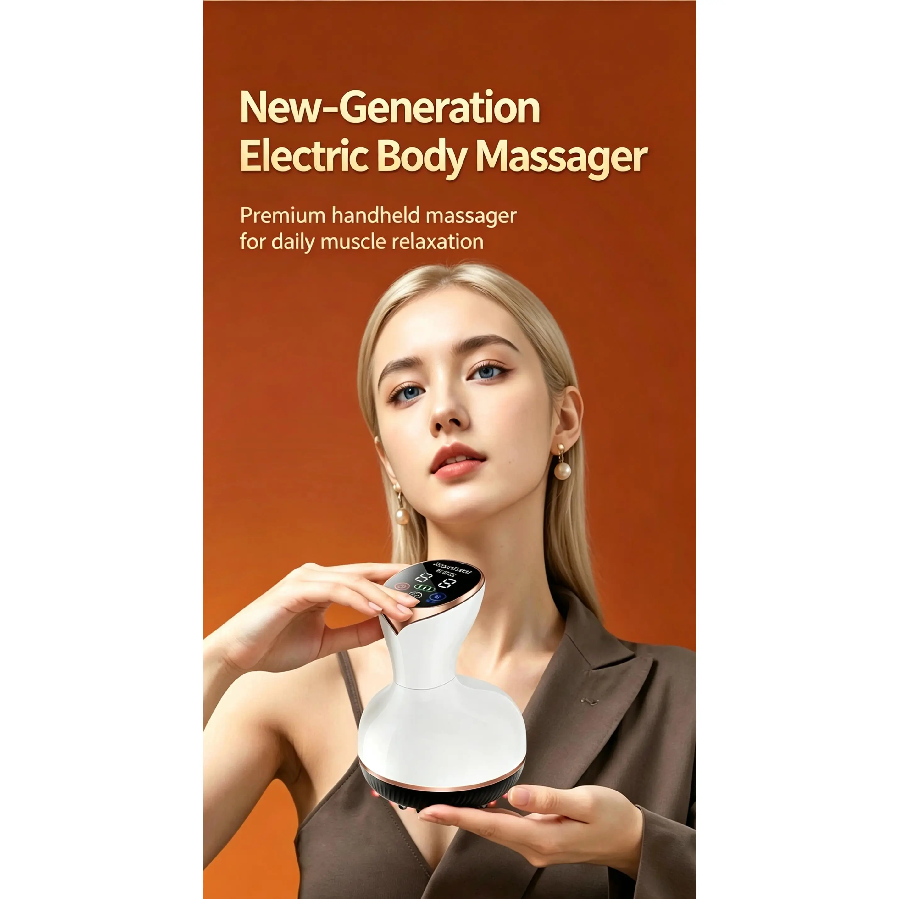 Portable Electric Massage Gun - 30 Intensity Levels, Red Light Therapy, EMS Microcurrent, Rechargeable Wireless Charging for Pain Relief, Muscle Recovery