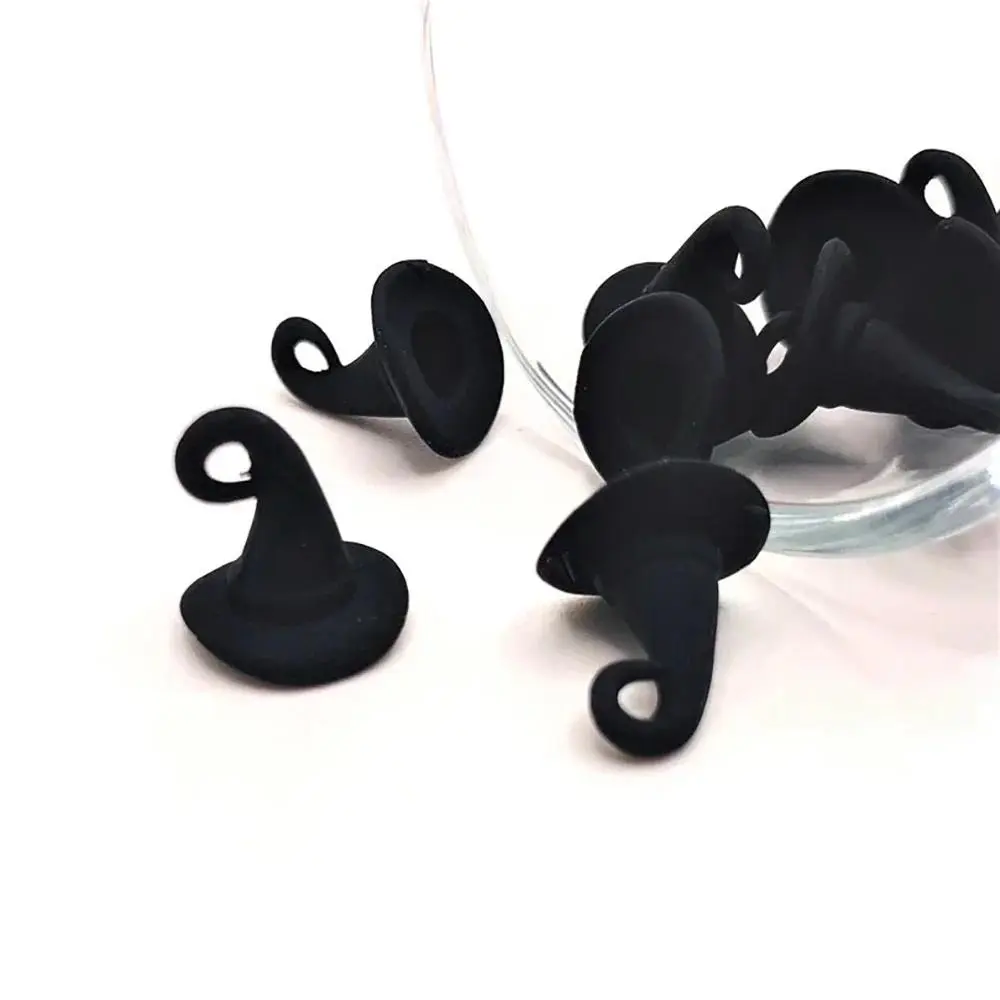 Set of 24 Witch Hat Charms Halloween Party Favor for Guests Matte Black Wizard Hat Pendant Sorcerer Charms DIY Supplies Spooky
