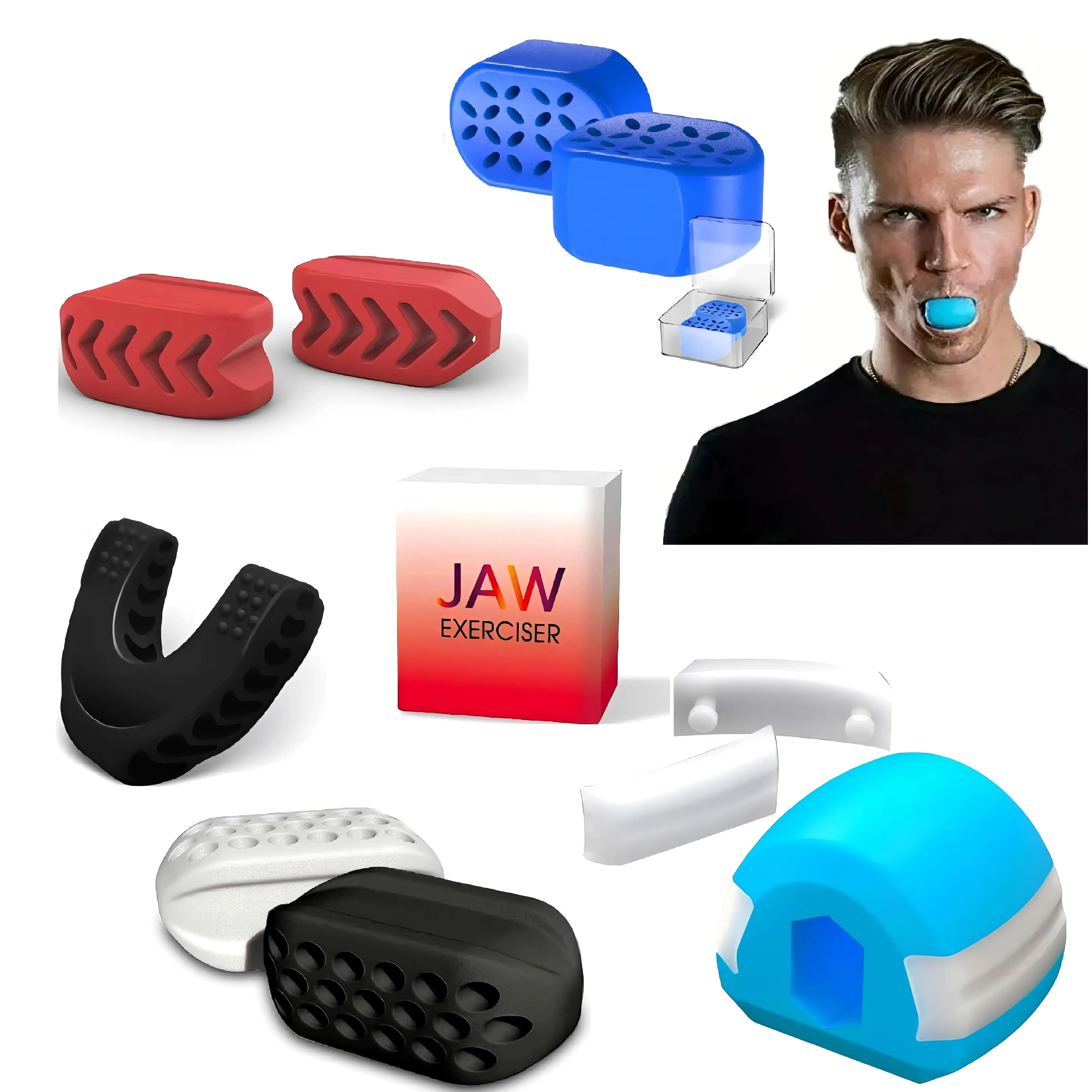Food-Grade Silicone Jaw Exerciser, Tear-Resistant Facial Self Care Tool for Daily Toning, Unisex Jaw Enhancer that Defines Jawline, with Case