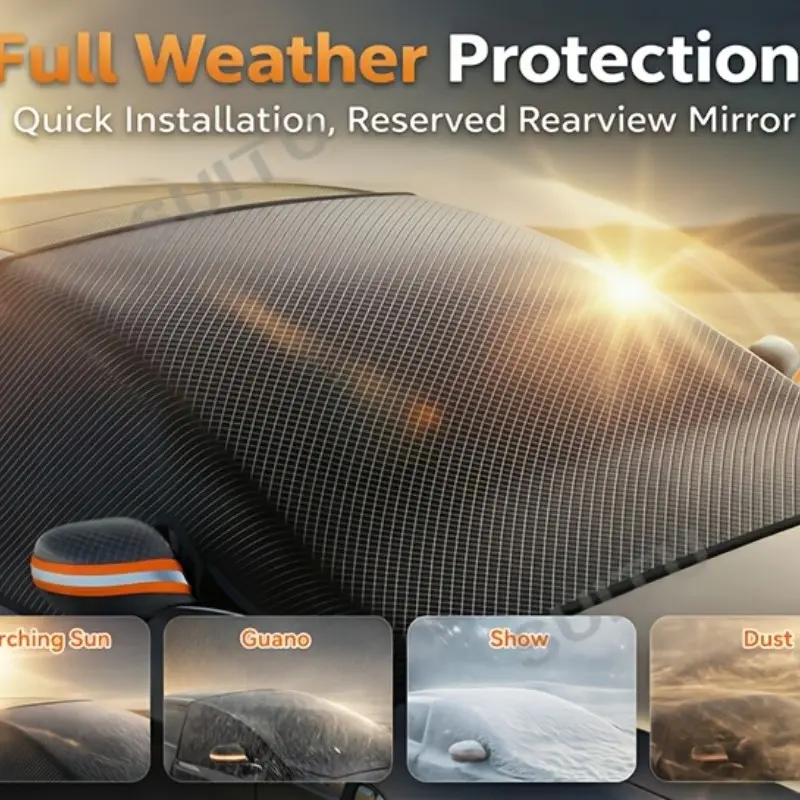 Universal Car Windshield Cover Oxford Fabric, Snow & Sun Protection, All-Seasons Use, Durable Anti-Wind & Snow Shield