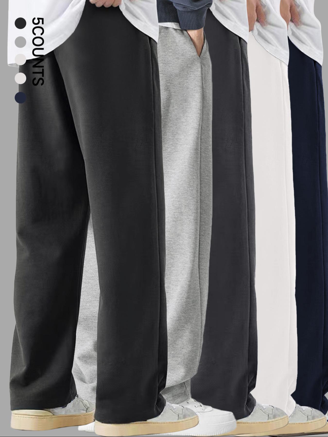 Men's Solid Color Pocket Drawstring Waist Sweatpants, Casual Comfy Loose Jogger Pants for Spring & Fall, Men's Trousers for Daily Wear