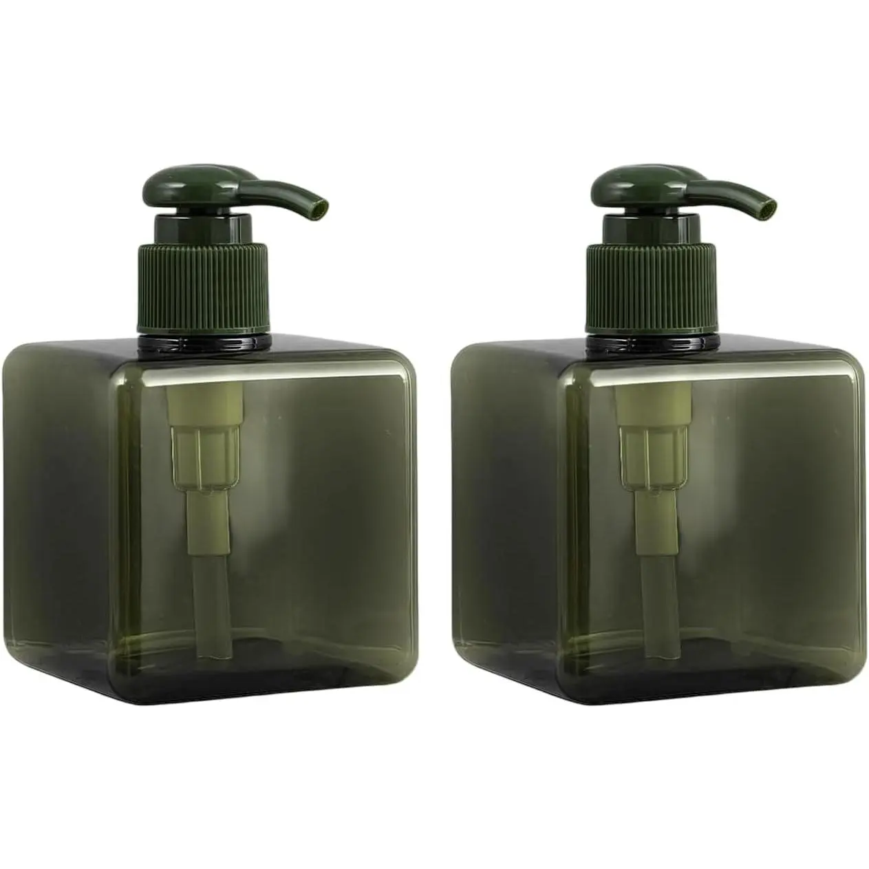 2 count 250ml/8.4oz Refillable Plastic Pump Press Bottles,Empty Shampoo Hair Conditioner Dispenser,Lotion Shoap Shower Liquid Dispenser Bathroon Countertop for  Wash (Green)