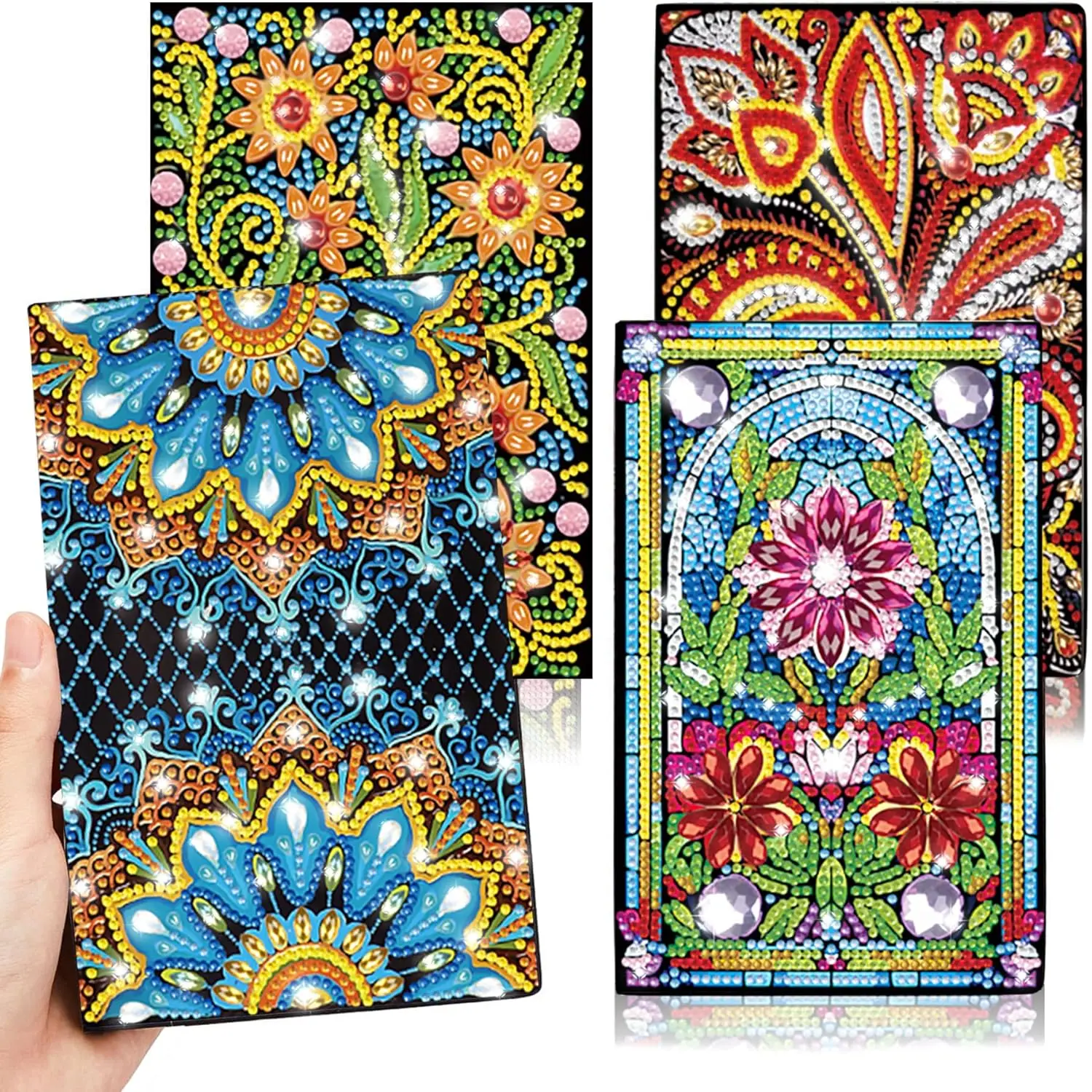 Diamond Art Kits for Adults Teens, 4 Pack Diamond Painting Journals Notebooks, DIY 5D Gem Dots Art Crafts for Adults Clearance, Teenagers' Birthdays, Graduation, Christmas Gifts with Toolsfidget toys