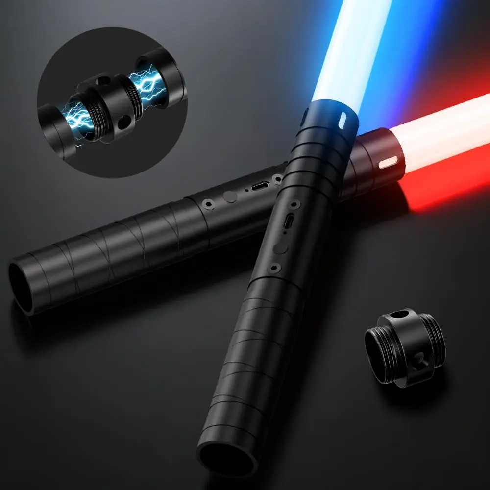 RGB Battle Lightsaber  Aluminum hilt, 20 colors and 4 sound effects, USB-rechargeable, durable PC-material blade—perfect for role-playing, battles, and as a great gift