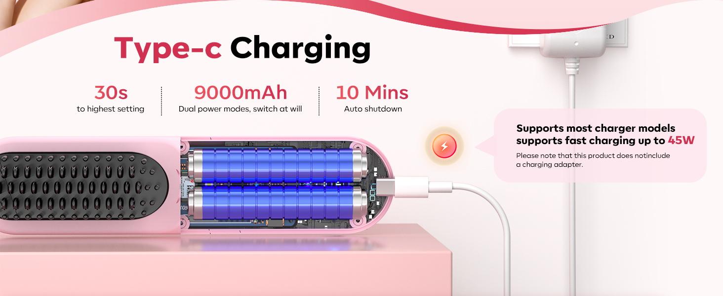 2Pcs GoBrush Pro 2025 Hair Straightener Brush for Short Hair, Portable Travel Straightener, 4 Temps Fast Heating MCH Ceramic, Smooth Frizz Styling Tool (2pcs)