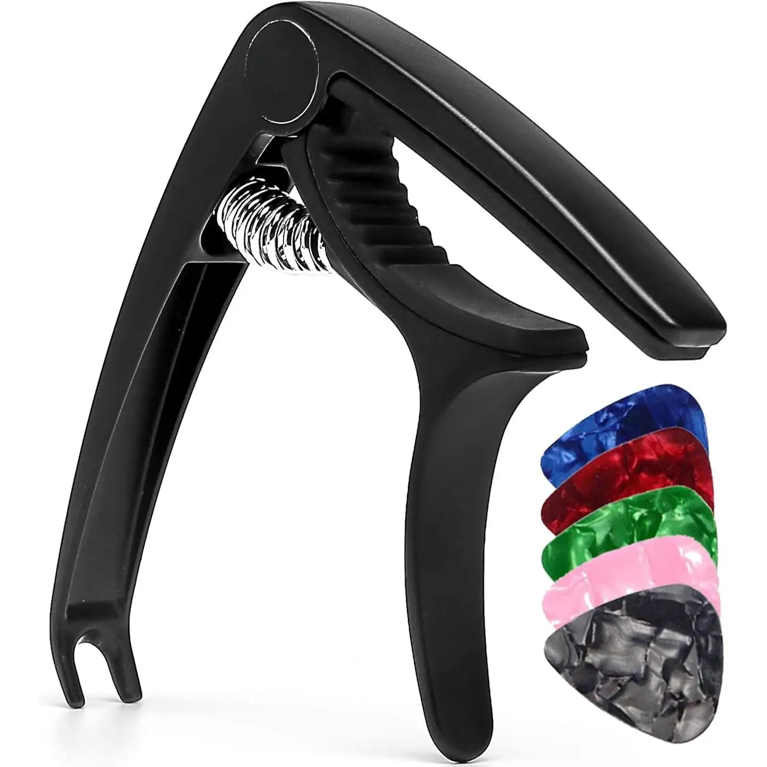 ® Capo Guitar Capo for Acoustic and Electric Guitars, Guitar Capo or Ukulele Capos - Black with 5 Picks