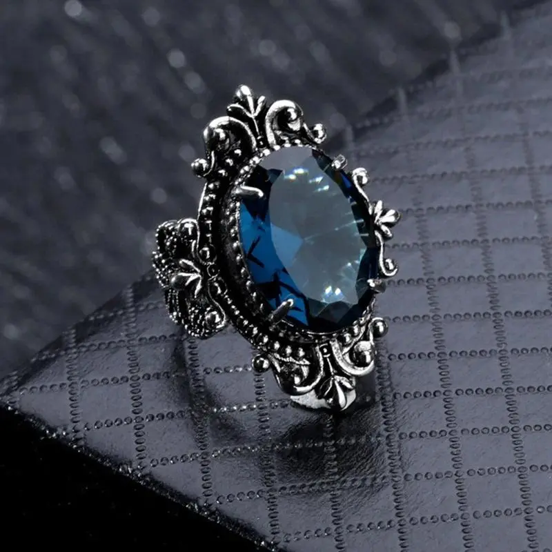 925 Sterling Silver Vintage Victorian Princess-Square Cut Lab Sapphire Gemstone Set Ring with Filigree Detail, Engagement Bridal Fine Jewelry, US5-12 Sizes