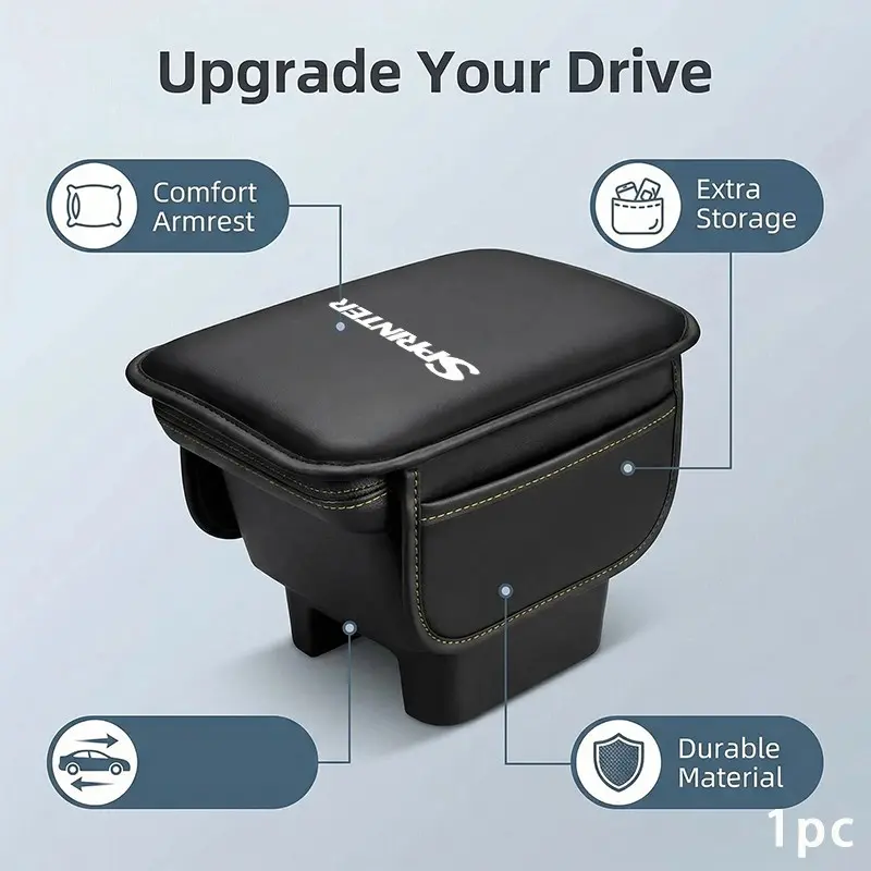 For Benz Sprinter 1pc Car Center Console Protective Pad, Multi-Pocket Storage, PU Leather, Stain-Resistant, Easy Install, Unisex