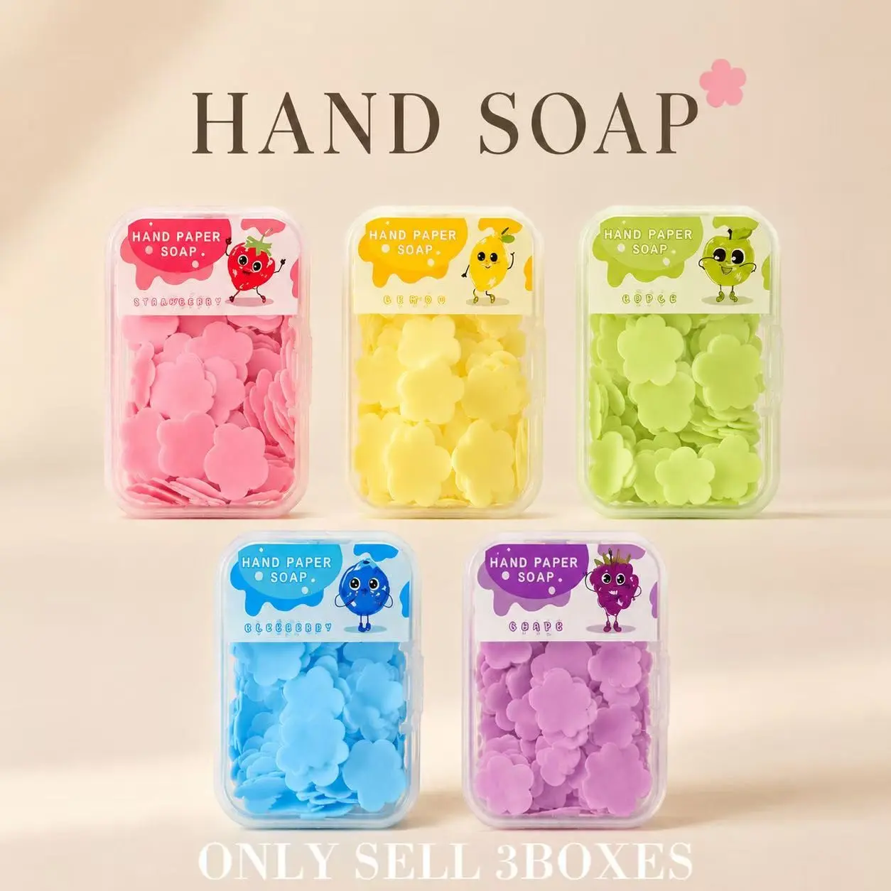 300pcs(3Boxes/set) Random Color Travel Paper Soap Sheets,Mini Flower Shape Disposable Paper Soap,Hygiene Products,fruit fragrance,Flakes Portable Scented Sheet For Travel Hand Soap Indoor Outdoor Camping Hiking,Kids,Mother's Day, User Friendly