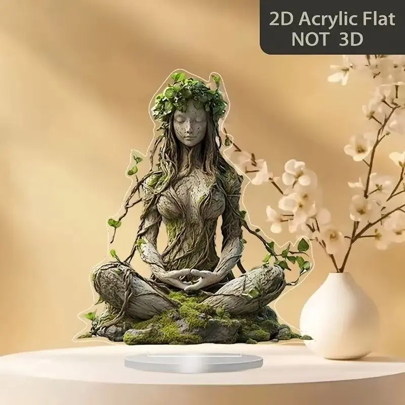 Boho Goddess Statue 2D Acrylic Stand Decor, Living Room Bedroom Office Desk Ornament, Trendy Home Decoration, Stylish Desktop Accent, Figurine, Decorative Ornaments, Decoration Figure