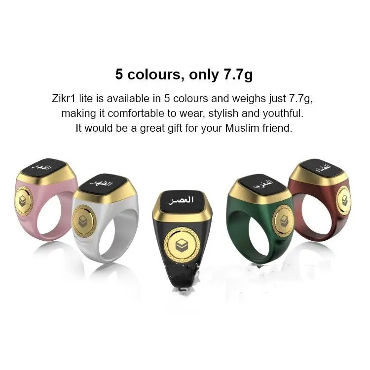 Zikr1 Lite E0120 Plastic Muslim Smart Tasbih Ring - Bluetooth 5.1 Digital Counter, 0.49in OLED Display, Rechargeable Wearable, USB-Charged, Lightweight Compact Size for Dhikr, Daily Use, Travel, Easy To Carry, Prayer Routines