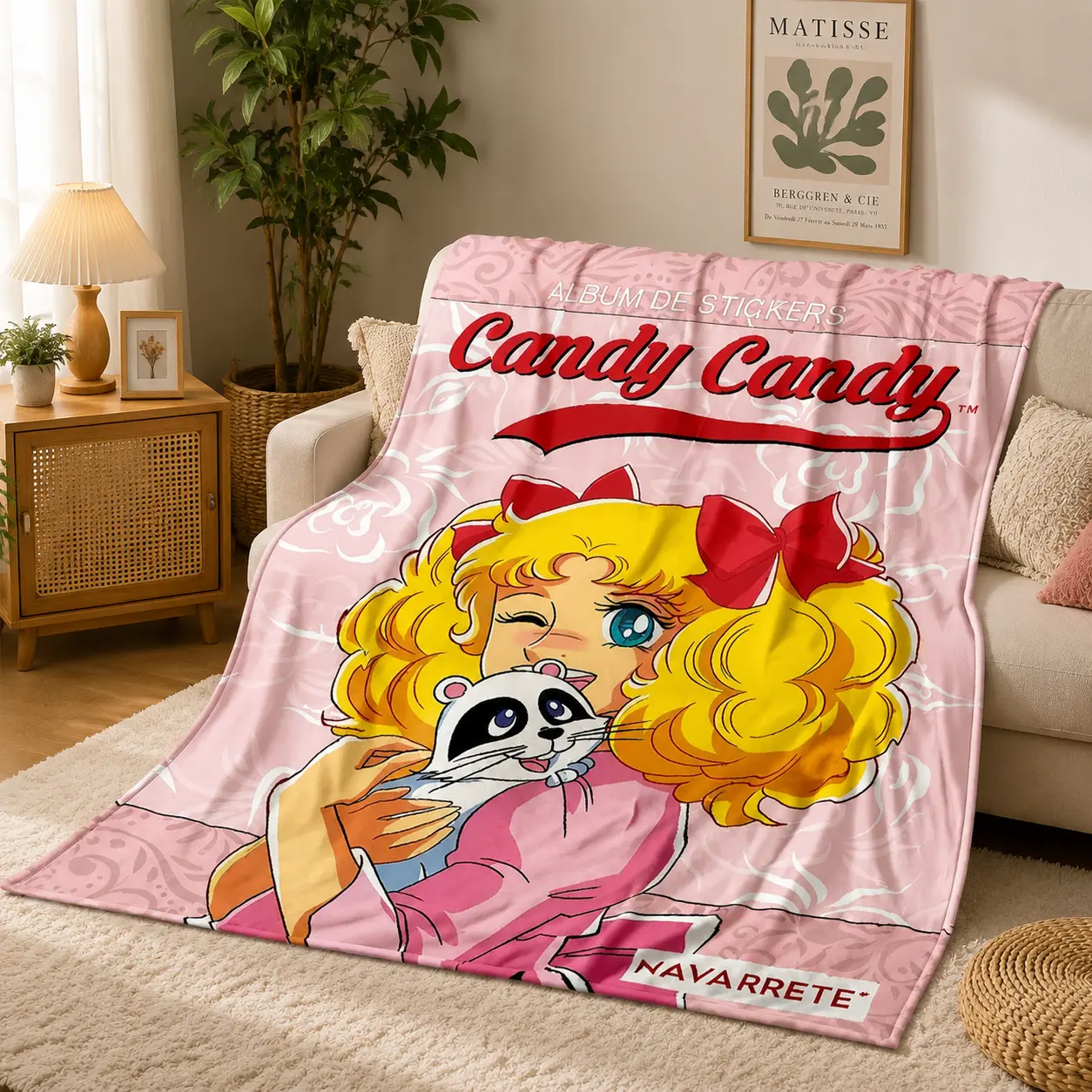 2026 New Style Candy Candy Girl Cartoon Anime Soft Plush Blanket,Flannel Throw Blanket Polyester Blanket for Living Room Bedroom Sofa Kid Gift