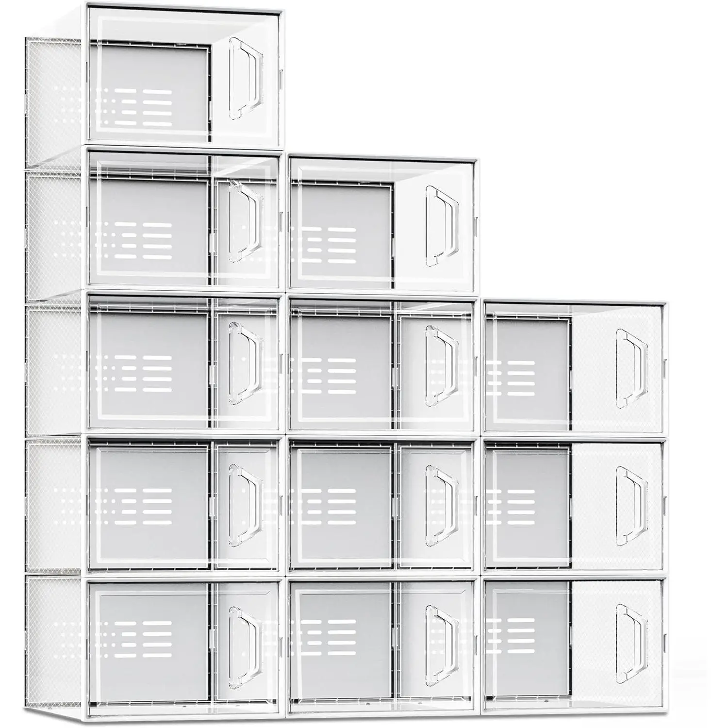 X-Large Shoe Storage Box Fit Size 11, Clear Plastic Stackable Shoe Organizer for Closet, Space Saving Sneaker Shoe Rack Containers Bins Holders for Entryway, 12 Pack Clear