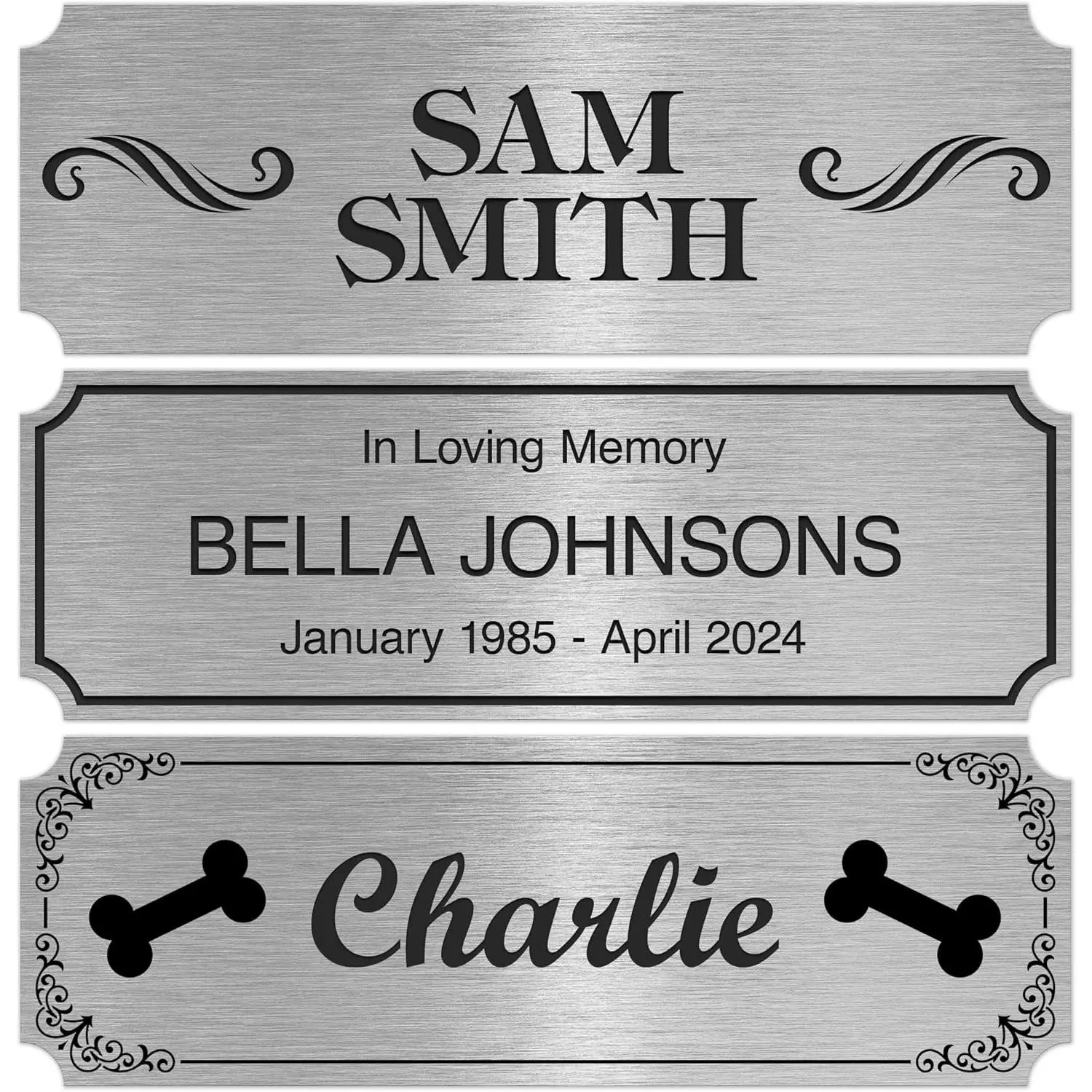 Custom Engraved Name Plate - Personalized Brushed Aluminum/Black Decorative Plaque, 1x3 in Durable Impact Material, Classic Memorial Ornamental Room Decor, Made in USA by My Sign Center