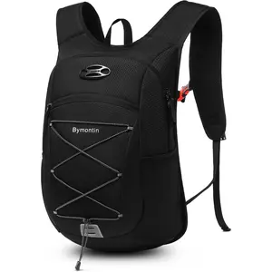 Ultra-Light Soft Daypack 15L/20L, Cushioned Breathable Back Panel Backpack, Lightweight Packable Travel Backpack (Black, 20L)