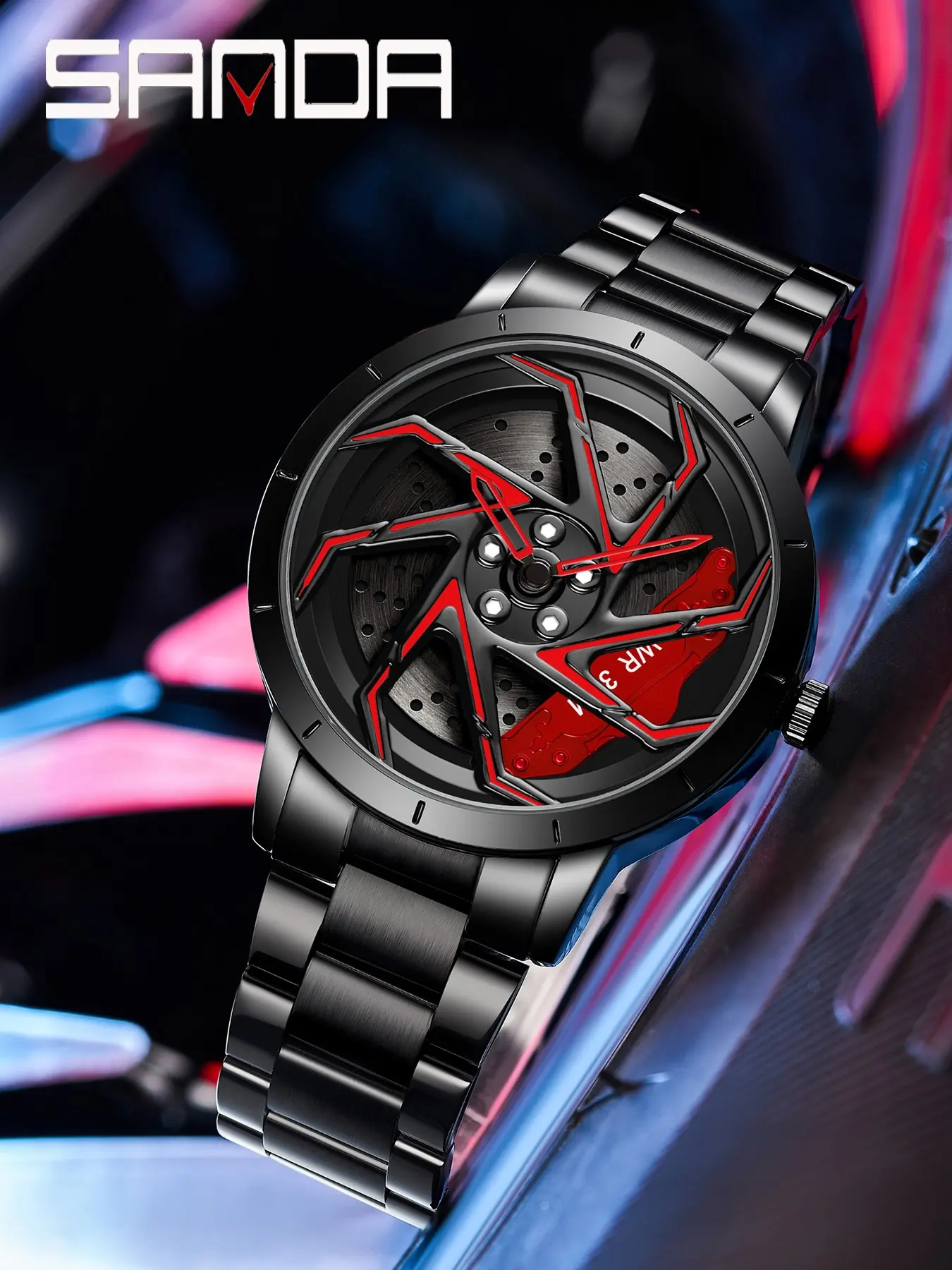 Men's Creative Rotating HUB Watch, Imported Quartz Movement, Tempered Glass Mirror, Sporty Design, Business Casual Men's Wristwatch