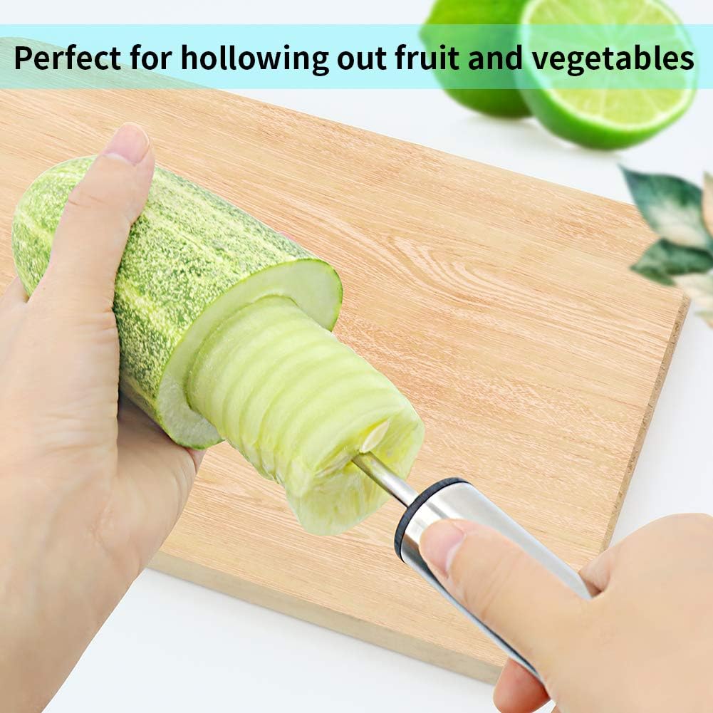Vegetable Corer, [Multi-Purpose,  ] Veggie Corer Drill Fruit Corer with Ergomic Anti-Slip Handle, 4 Sizes Veggie Drill for Coring and Hollowing out Zucchini, Potatoes, Carrot
