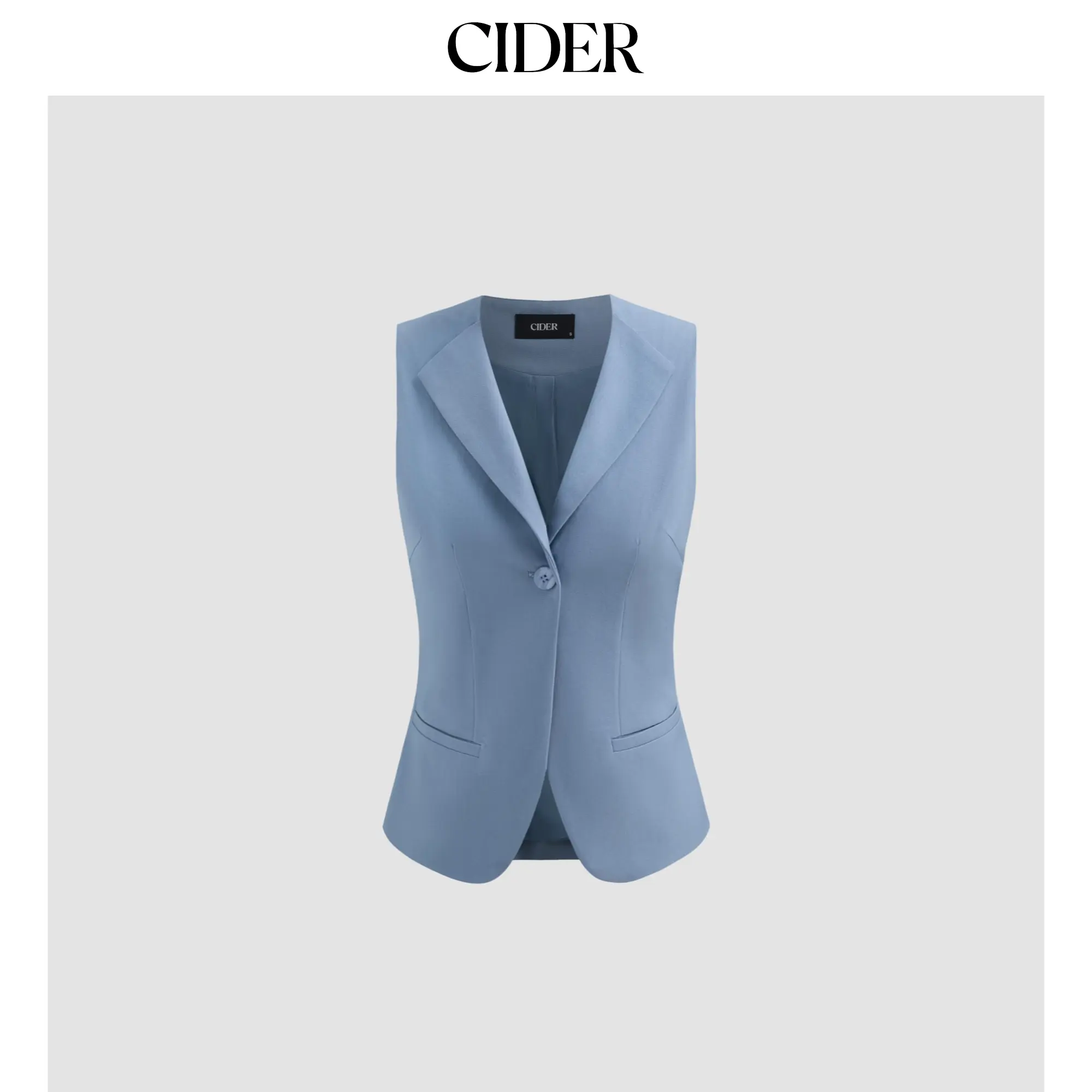 Cider [3 colors, size 2-26] Linen-blend Collar Solid Button Blazer Vest