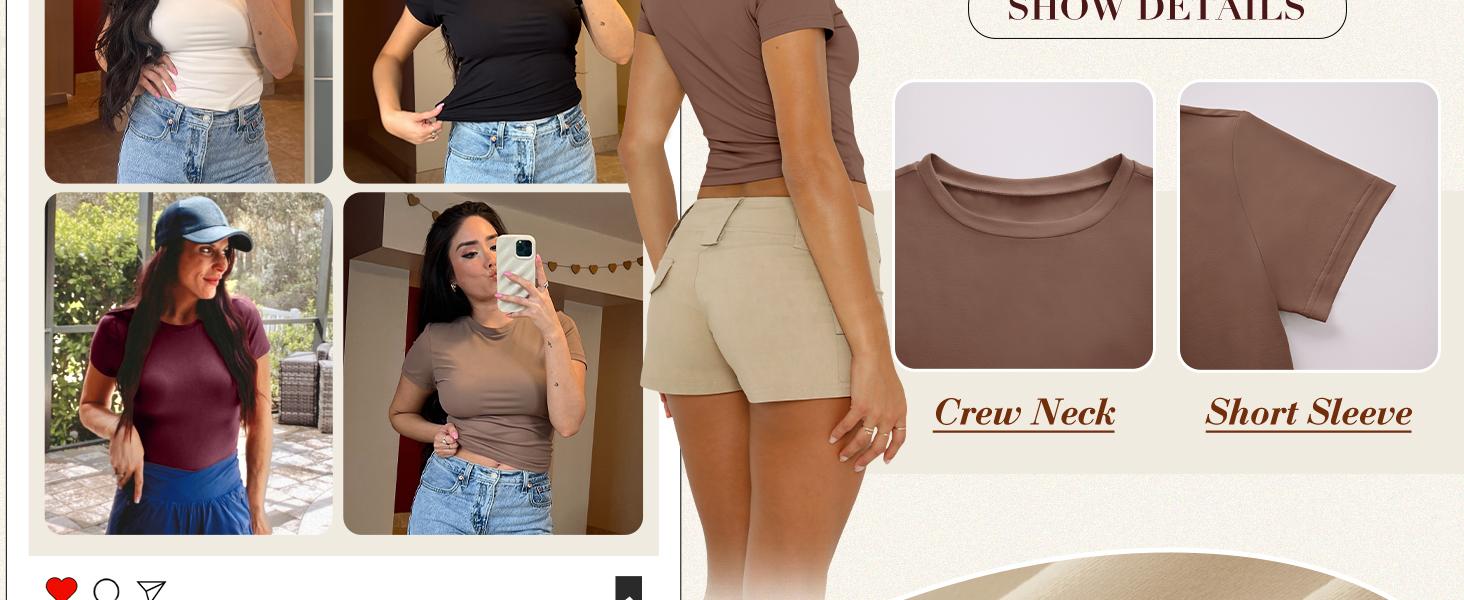 Women's Buttery Soft Y2K Crop Top – Short Sleeve Slim Fit Basic Tee for Summer. Workout & Casual Wear Tee for Gym, Running or Everyday Outfits. Soft, Stretchy & Breathable.