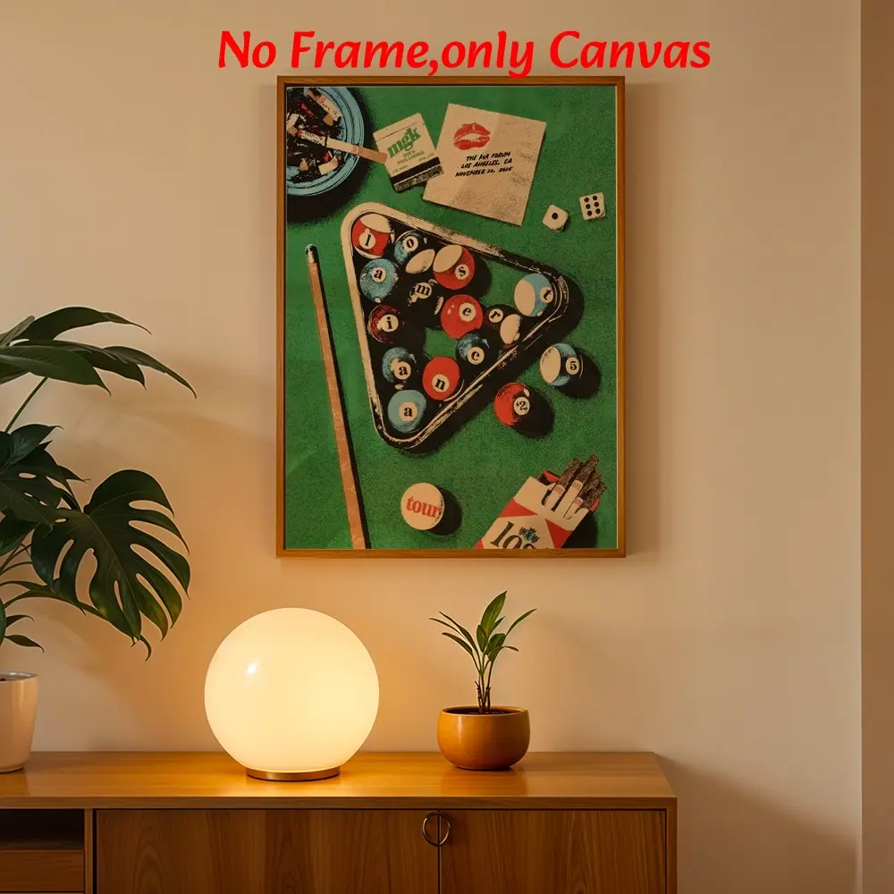 Retro Wall Arts Pool Table Posters, Billiard Balls Canvas Prints, Vintage Wall Decor, Unframed Canvas Art Print, Home & Gift Ideas