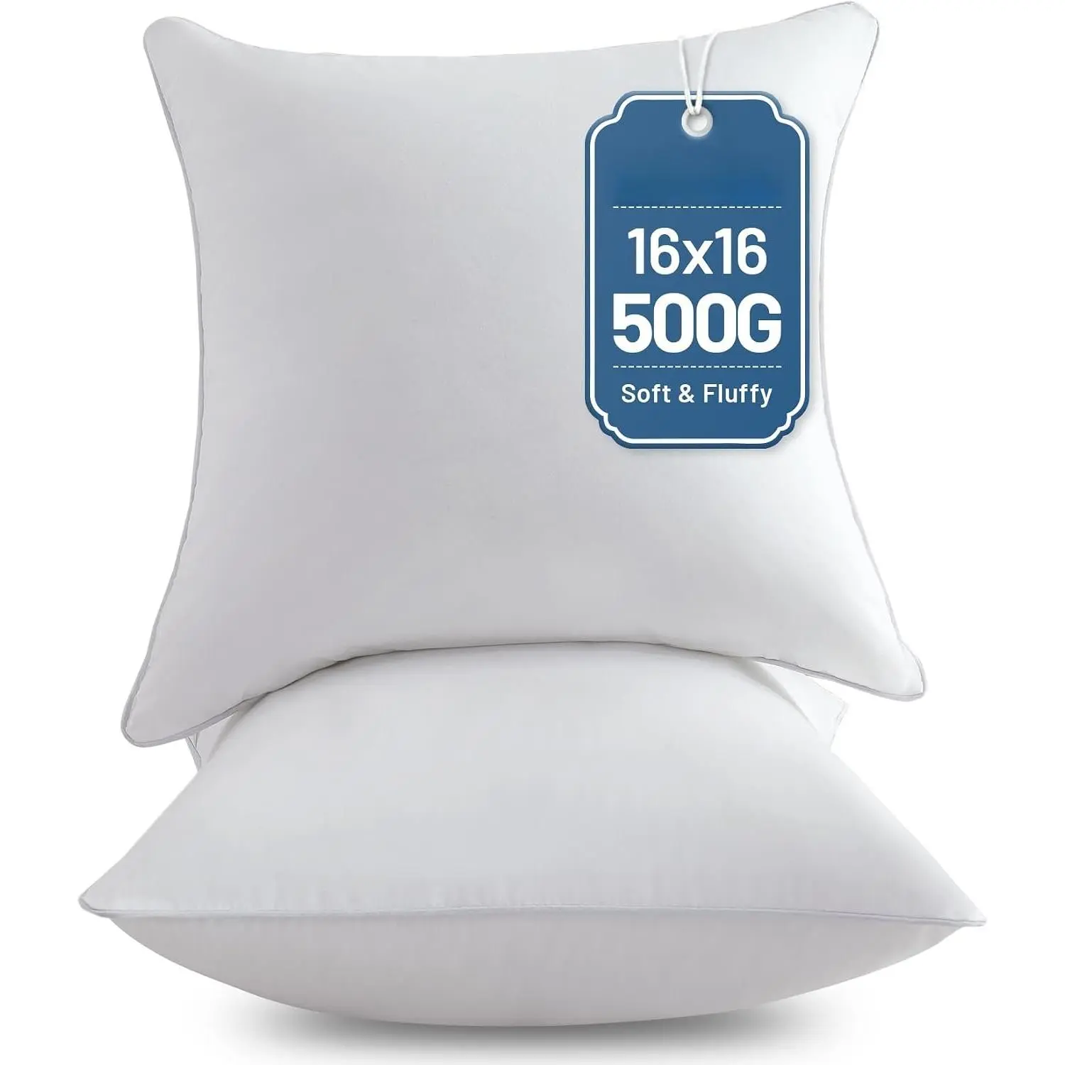 16 x 16 Pillow Inserts (Set of 2) - 16 Inch Square Interior Sofa Throw Pillow with   Cover - Decorative Pillow Insert Pair - White Couch Pillow