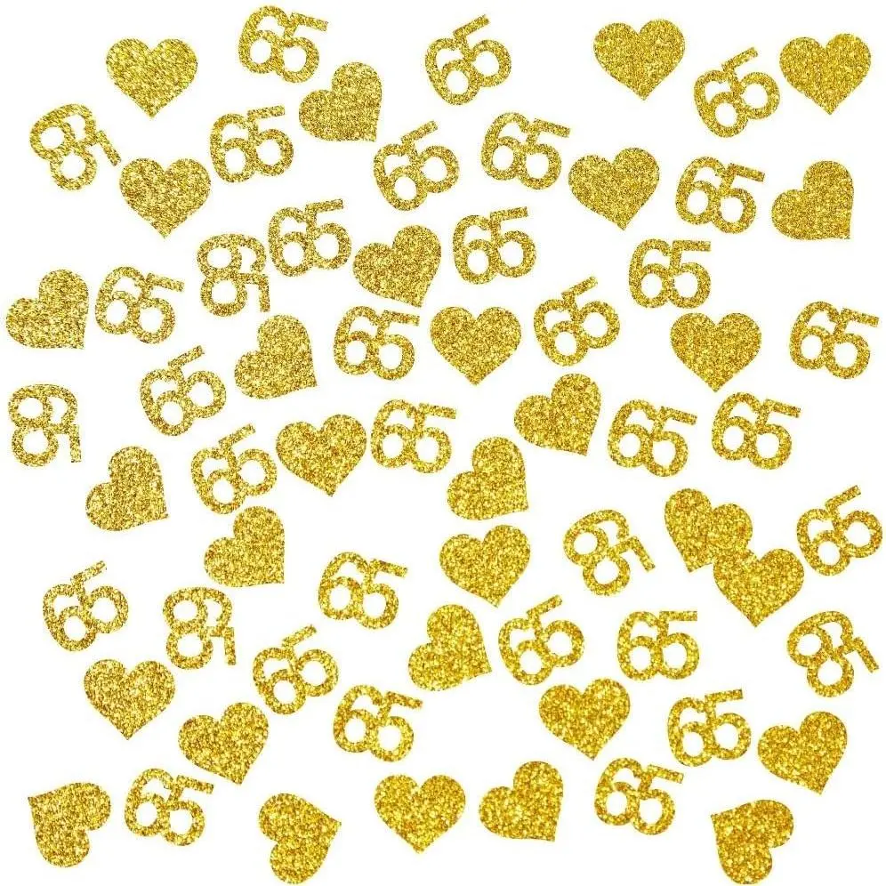 130 count Number 65  Glitter Confetti,65th Happy Birthday Confetti Decorations,Number 65 Party Decorations, Wedding Anniversary Party Table Decorations