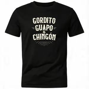 Men's Latino Pride Casual Cultural Distressed Graphic T-Shirt - Funny Humor Gordito Guapo Chingón Aesthetic Fabric Spanish Gift, Party Wear