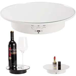 7.87'' Motorized Rotating Display Stand, 22 lbs Load Rotating Platform with Mirror Cover & USB Charging Port, for Jewelry Photography 3D Model Cake Product Display