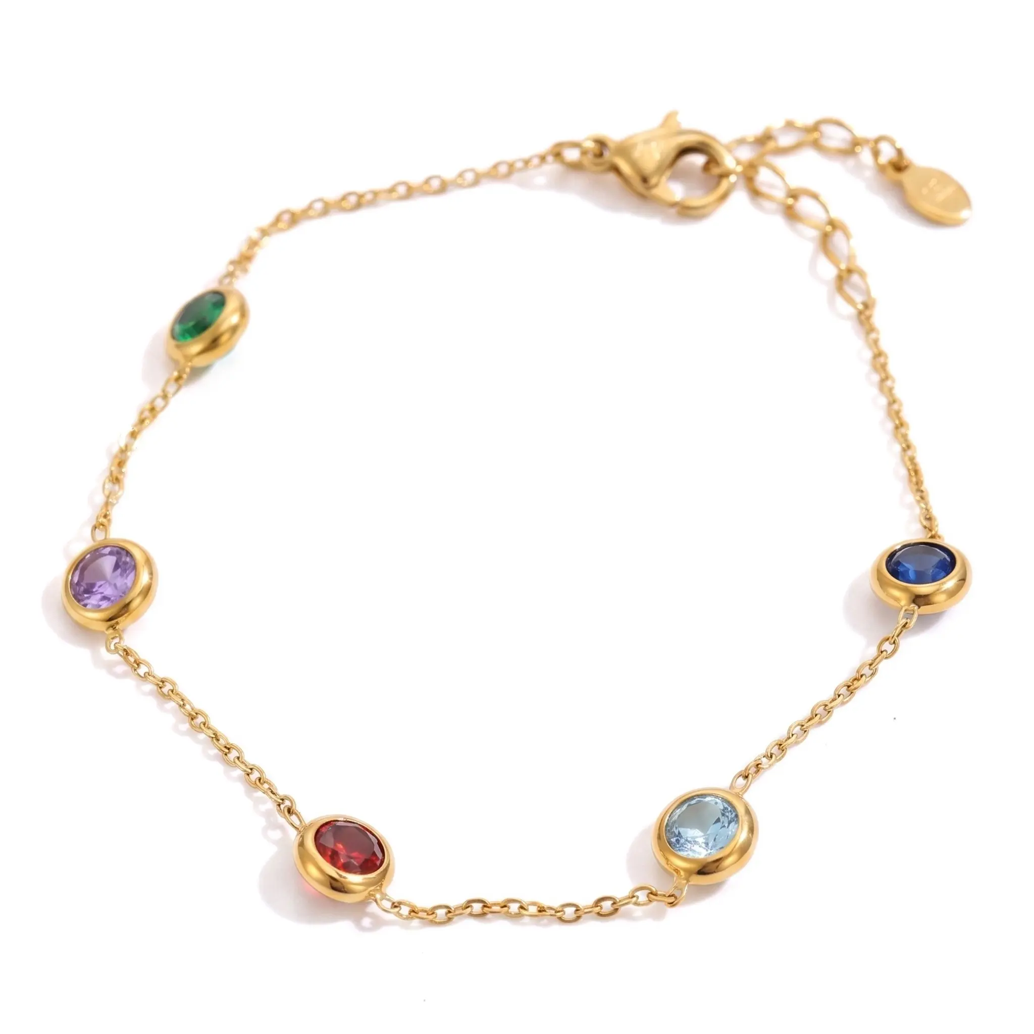 Multicolor 18K Gold Plated Titanium Steel Thin Chain Bangle for Women, Dainty Unique Design Hypoallergenic Tarnish Resistant Wrist Jewelry, Elegant Fashion Accessory for Daily and Party Wear