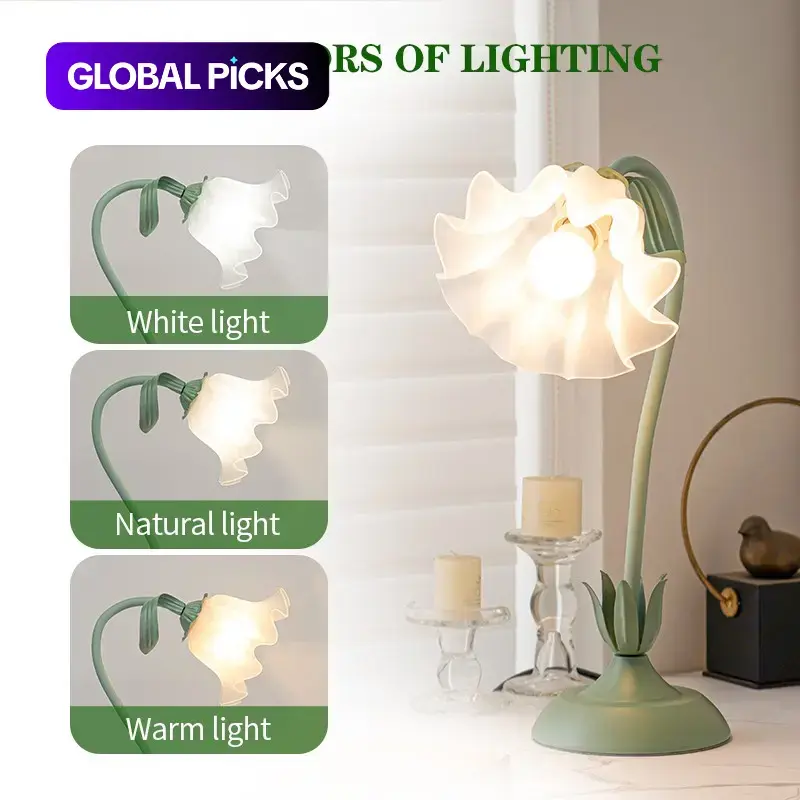 Flower Design Aesthetic Table Lamp, Plug-and-Play Modern LED Desk Lamp with Flexible Dimmable Adjustable Desk Lighting for Home Office, Bedroom, and Study Room #GLOBAL PICKS
