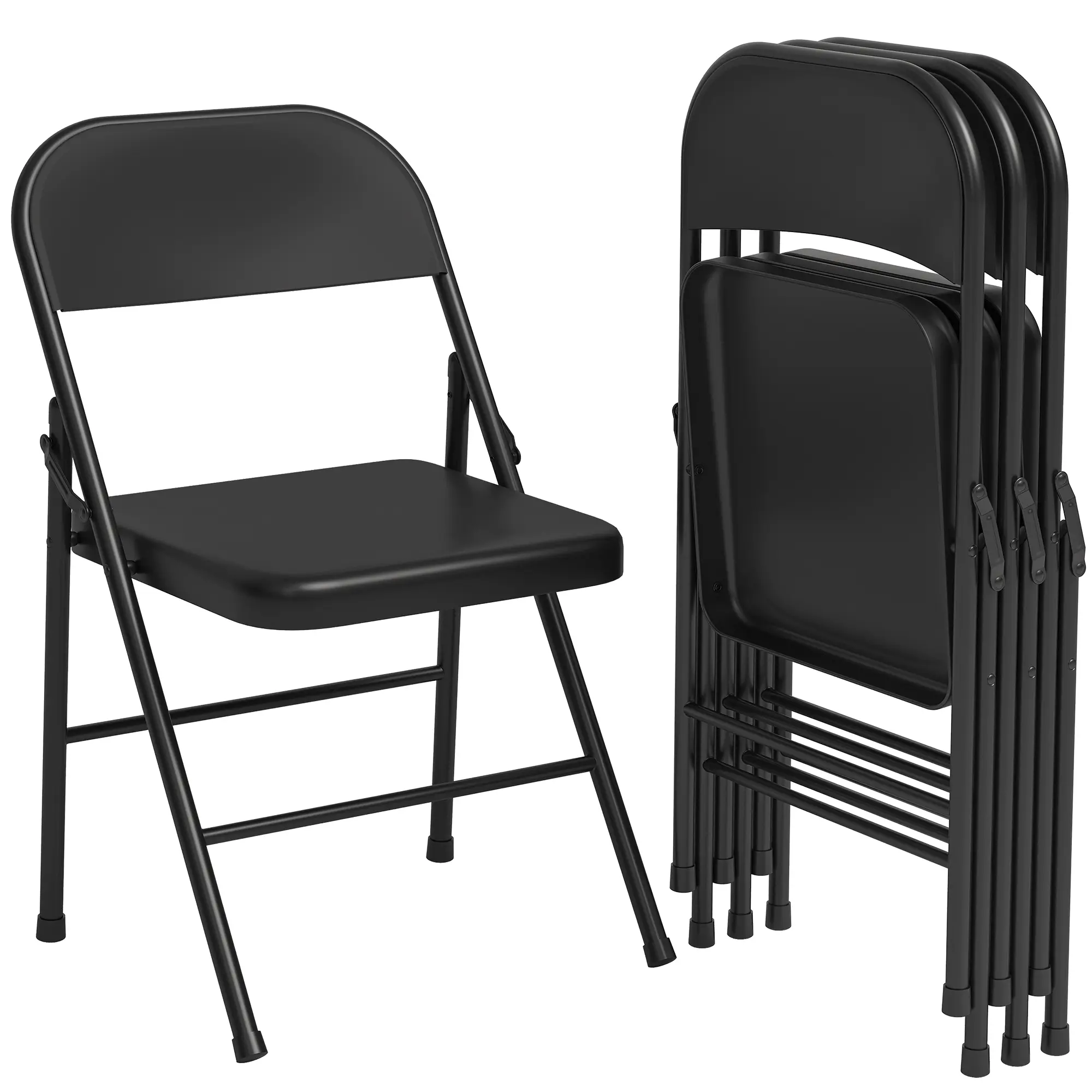 Heavy Duty Metal Folding Chairs Set of 4, 350 LBS Weight Capacity Stackable Portable Foldable Seats, Indoor Outdoor Commercial Chairs for Wedding, Party, Office and Home Events