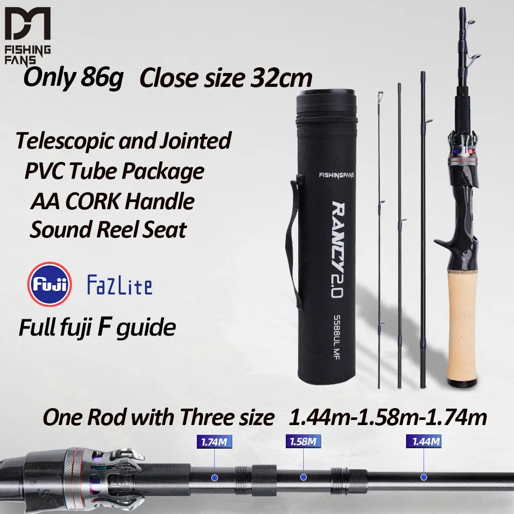 Portable Adjustable Fishing Rod, Ul Carbon Fiber, Fuji Fazlite Guides, Spinning Casting Rod, Fishingfans Rancy2.0, Lightweight Design, Portable Fishing Tool