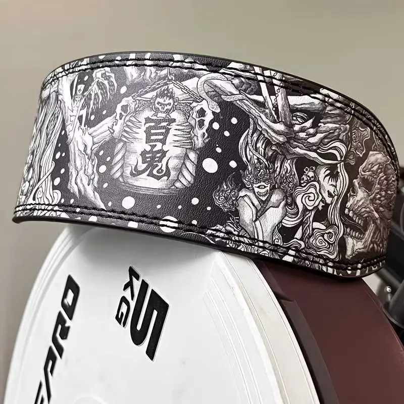 1 Pcs Weightlifting Belt - Ghost Print Sport Belt, Unisex Strength Training & Workout Accessory for Deep Squat, Hard Pull Support and Protection, Sport Belts, Strength Training Accessory
