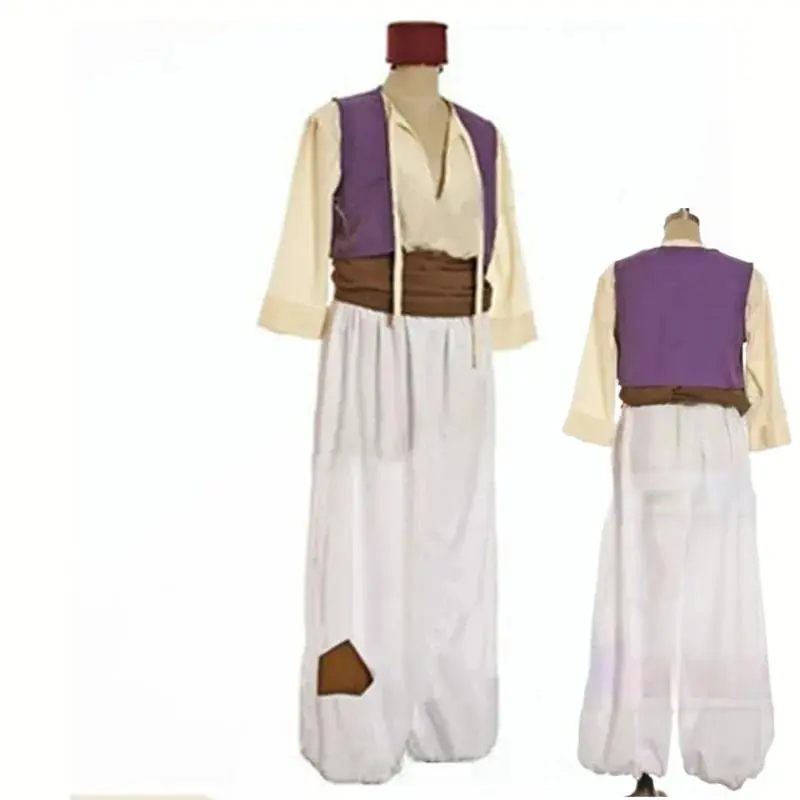 Men's Aladdin-Style Cosplay Costume Set - Menswear Polyester Fabric Mythical Theme Dance Wear, Complete Set Fit Cosplay Look for Halloween Parties