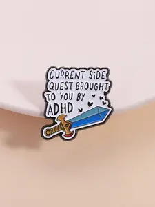 1pc ADHD Side Quest Pin Neurodivergent Humor Funny Brooch Cartoon Sword Style Badge Enamel Alloy for Mental Health Accessory Backpack Decoration Neurodiversity Gift Humorous Quotes