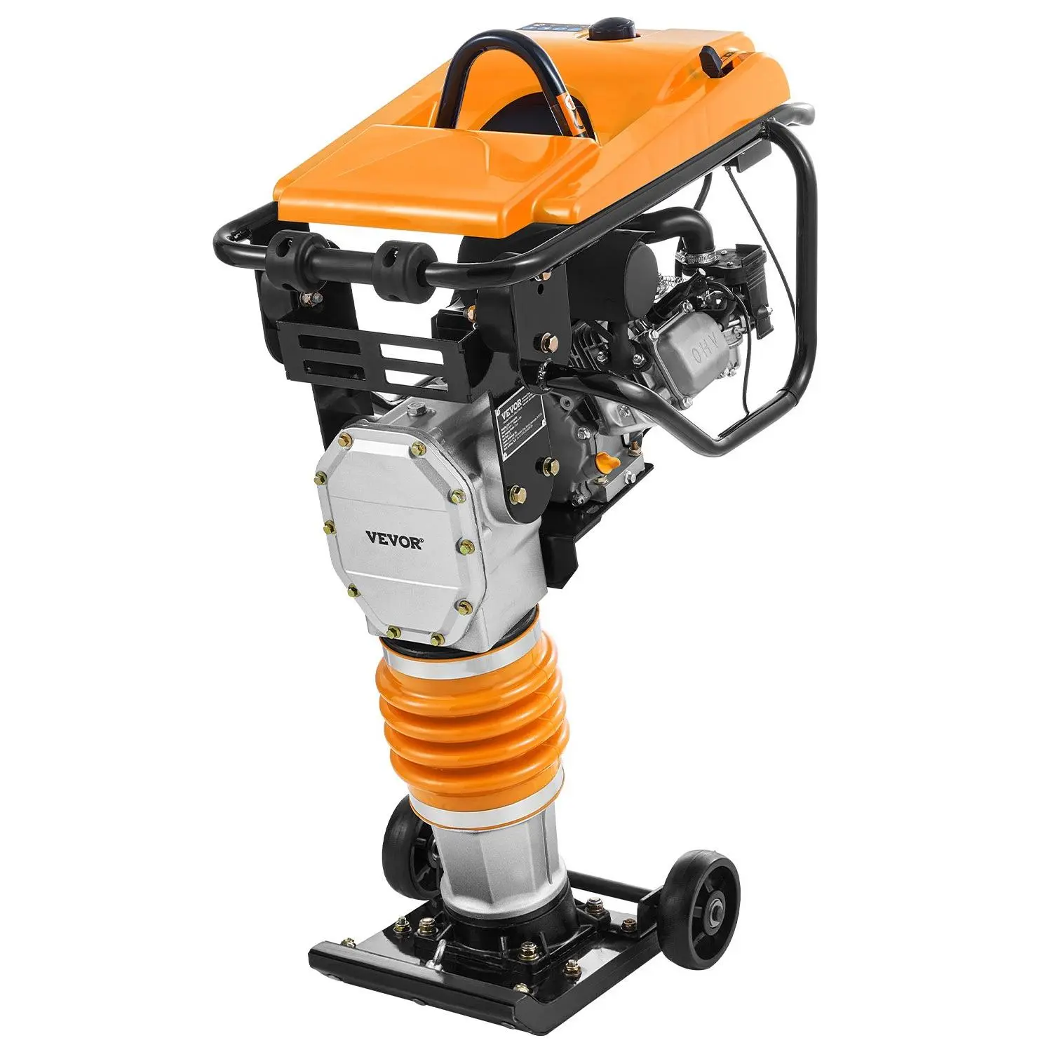 【DealsForYouDays】VEVOR Fuel-Powered Jumping Jack Compactor, 6.5 HP 196 cc 6.5hp Motor, 3600 lbs Impact Force, 26" Max Compaction Depth, Shock Absorb, Steel Base, for Soil Compact, Gravel Footings