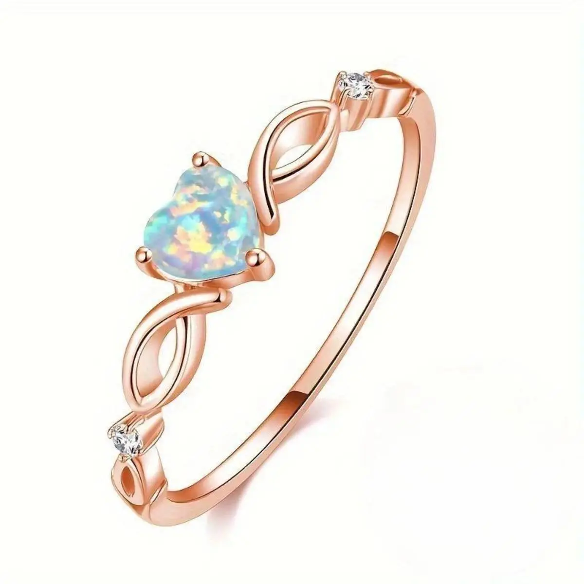 Women’s Minimalist Silver Tone Heart Opal Birthstone Promise Ring, Multi-Size Shimmer Costume Jewelry, Dainty Romantic Accessory Perfect For Daily Wear And Sentimental Valentine’s & Anniversary Gifts For Girlfriends