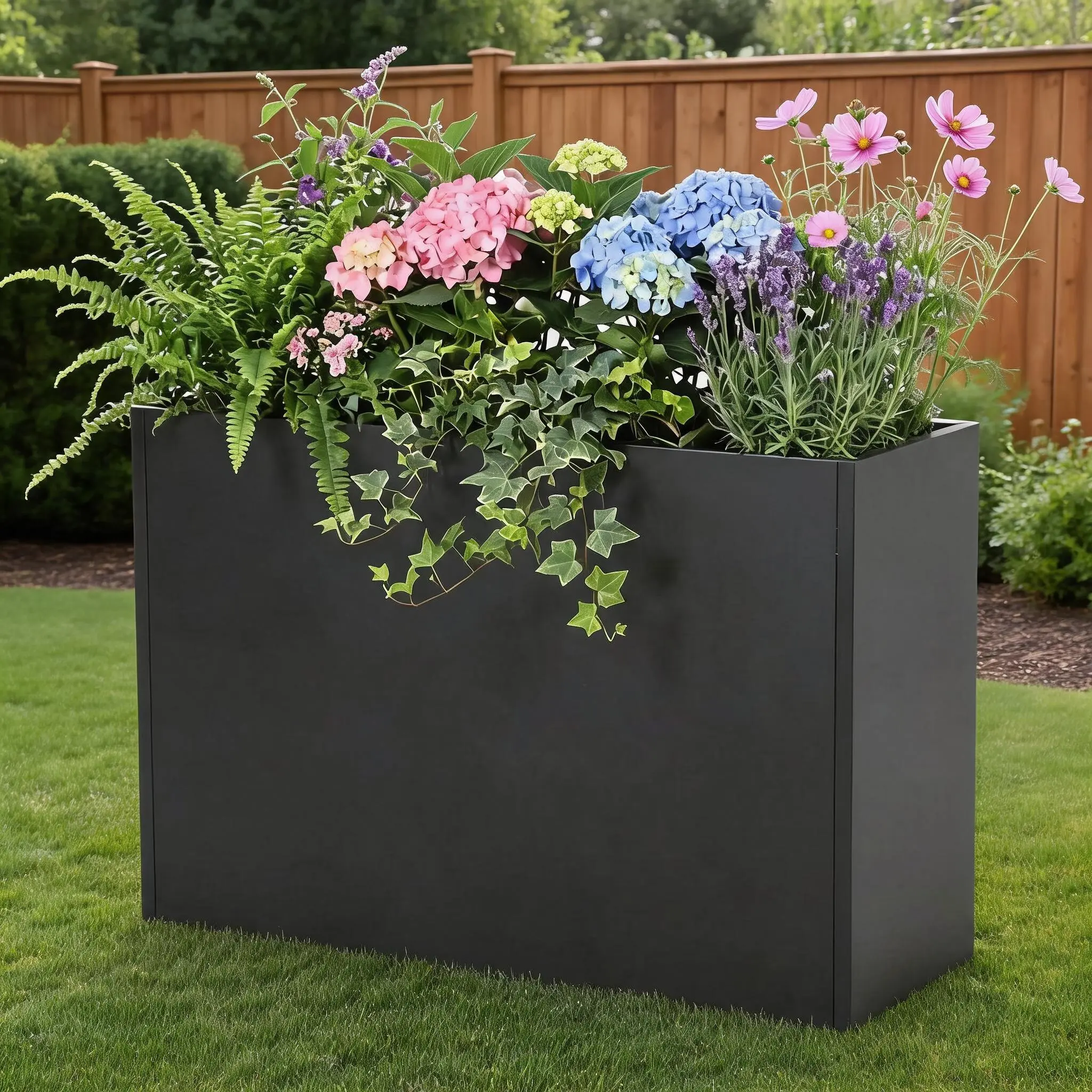 30" Narrow Tall Metal Planter Box, 12" Slim Deep Rectangular Raised Bed for Balconies & Walkways, Adjustable Shelf, Dual Drainage, Black