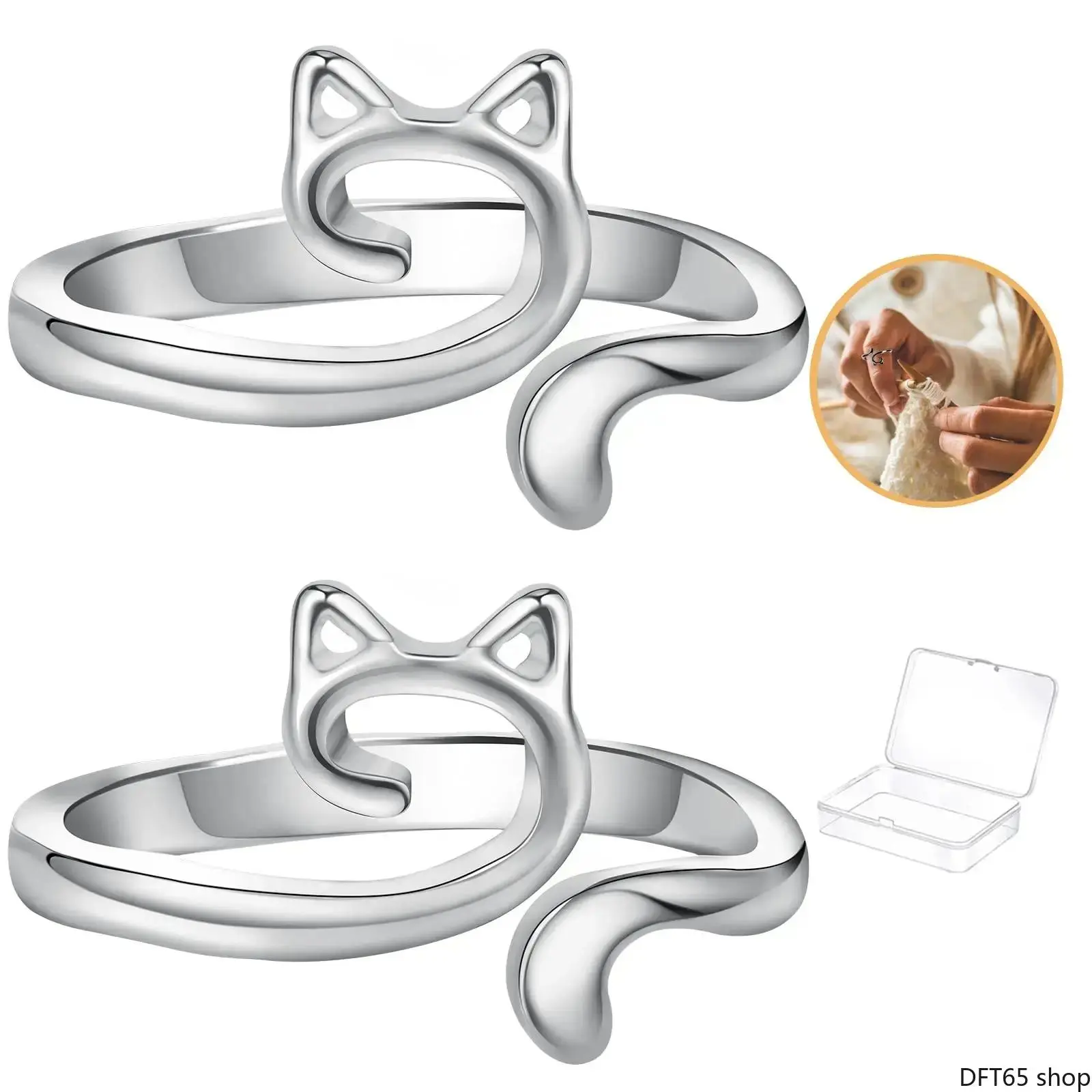 Adjustable Metal Crochet Tension Ring - Flexible Size, Anti-Slip Grip, Smooth Surface, Polished Finish, Feline Flair Portable Sewing Auxiliary Accessory for Crochet Projects, Hand Knitting Crafts, Comfortable
