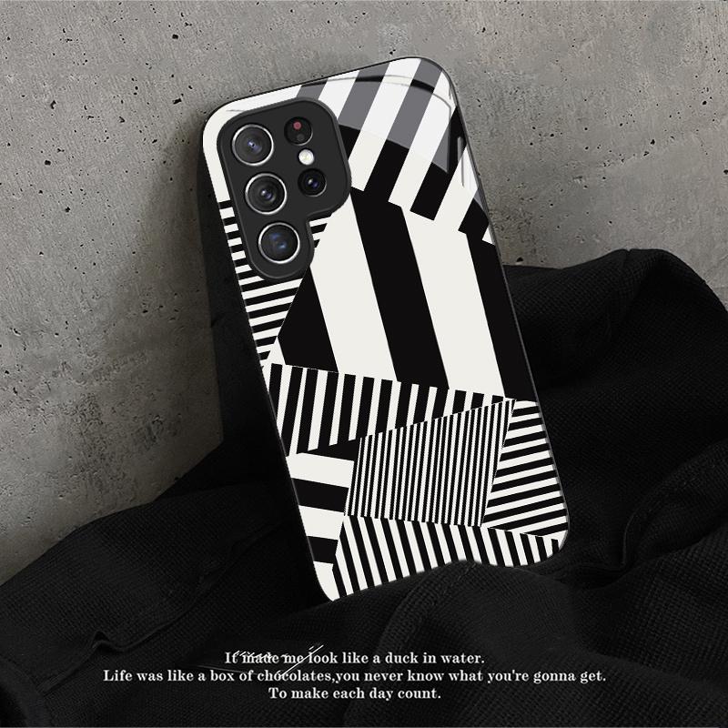 Phone Case: Creative Black and White Striped New Phone Case for Samsung Galaxy S26 S25 S24 S23 S22Pro S21 S20 Fe Plus Ultra Pro A56 A55 A54 A53 A52 A51 A36 A35 A34 A32 A26 A25 A24 A23 A16 A15 A14 A06 A05 A03s