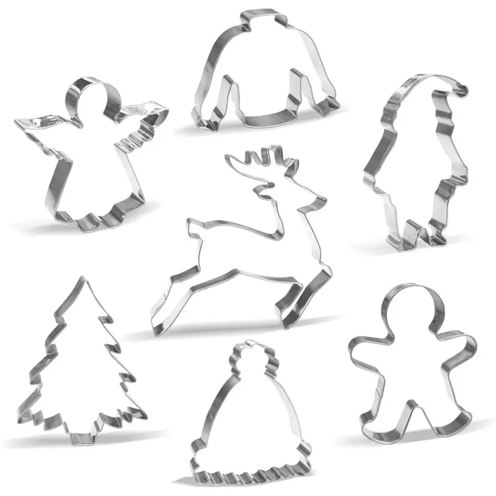 Large Christmas Cookie  Set - 7 count - Stainless Steel
