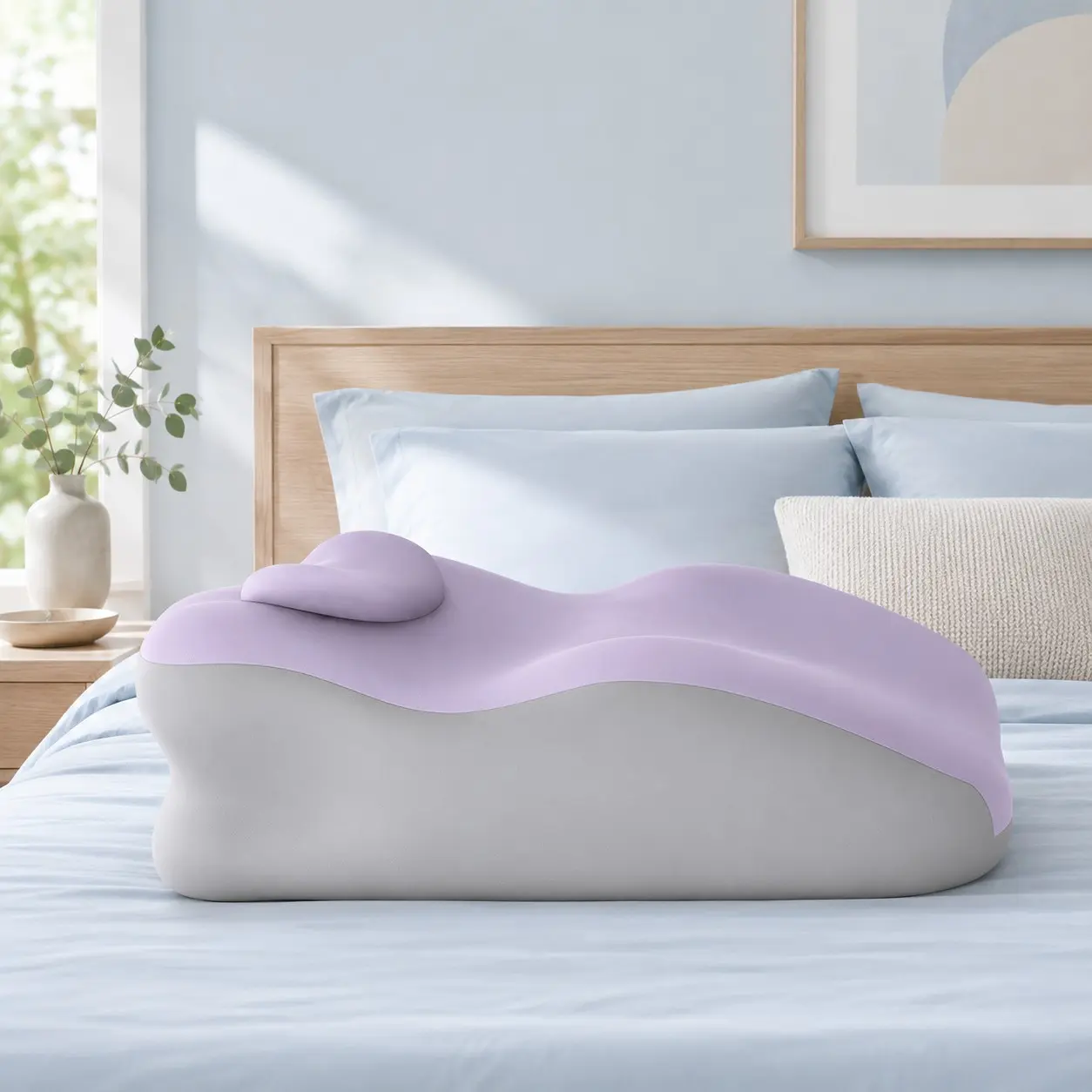 Lightweight High-Elastic Memory Foam Pillow, Curved Surface for Head and Neck, Soft and Skin-Friendly, Quick Recovery, Xdxz-12