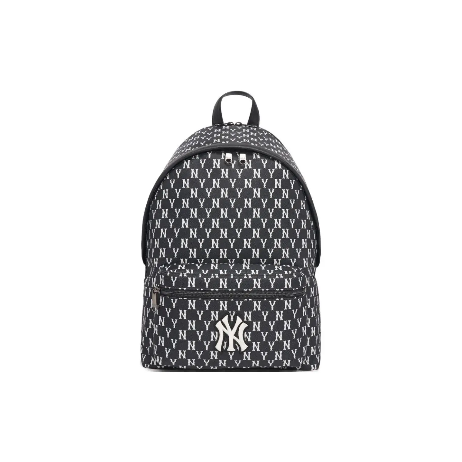 MLB Monogram Vintage Floral Print NY Yankees Polyester Backpack for Men and Women, Retro Style, Black