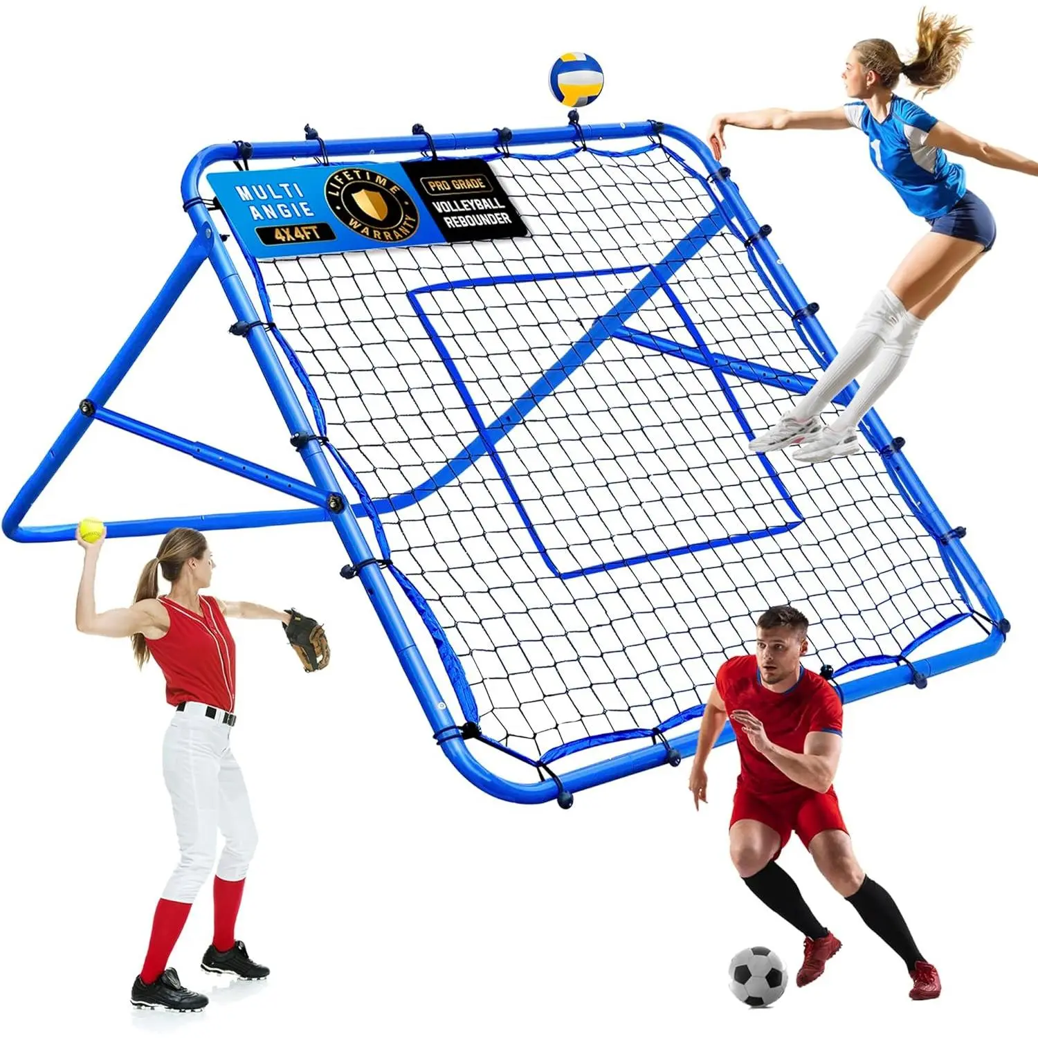 Volleyball Baseball Rebounder Net, Softball Rebounder Pitchback Net Quick Adjustments, Quick Adjustments Lacrosse Bounce  Practice Equipment, Ideal for Outdoor Indoor and Backyard